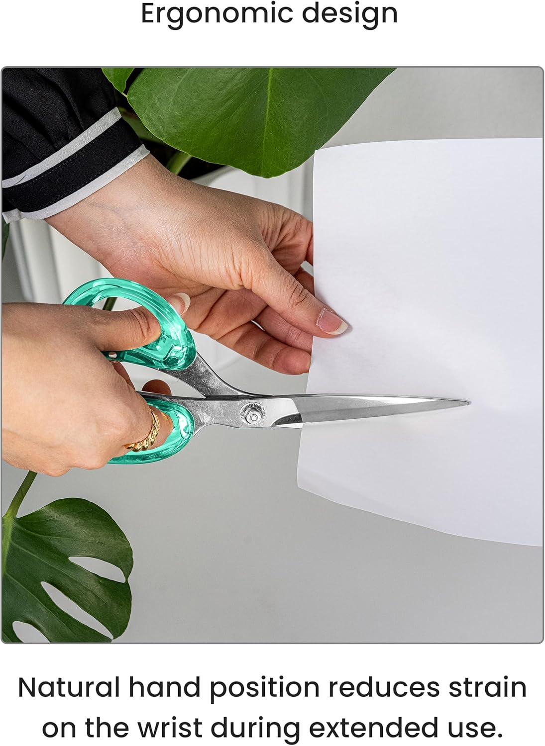 OfficeGoods 9” Stainless Steel Acrylic Scissors for Office and Home - Aesthetic and Sharp All Purpose Scissors, Perfect for Sewing, Arts and Crafts - Green Silver Metal