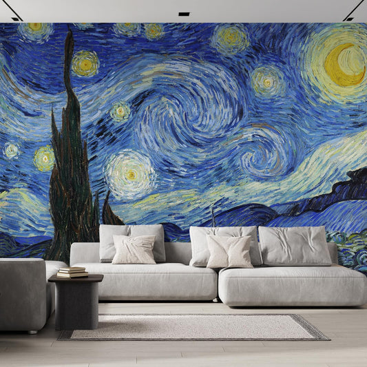 wall26 - Starry Night by Vincent Van Gogh - Dutch Impressionism - 20th Century Artist - Peel and Stick Large Wall Mural, Removable Wallpaper, Home Decor - 100x144 inches