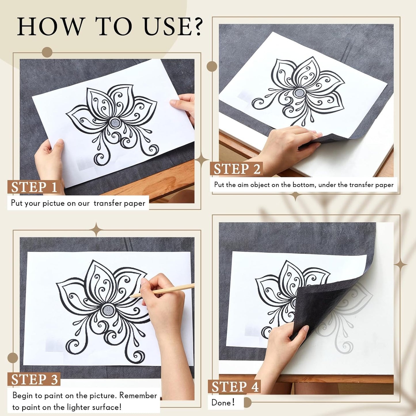 Dinifee 2 Sheets 23 ft Large Graphite Carbon Transfer Paper for Tracing Black Waxed Carbon Paper for Drawing Patterns on Wood Projects, Canvas Fabric and Crafts Supplies,1.6 ft Wide