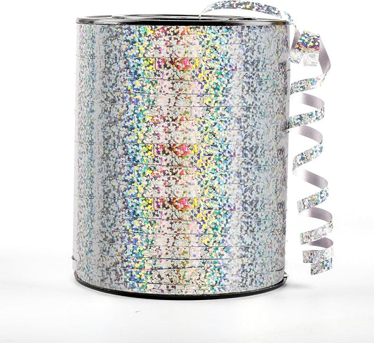 500 Yard Silver Curling Ribbon, 3/16" Christmas Shiny Curly Ribbons for Gift Wrapping, Balloon String Ribbon for Balloons, Gift Wrap Bows Ribbons for Graduations Anniversary Festival Party Decorations