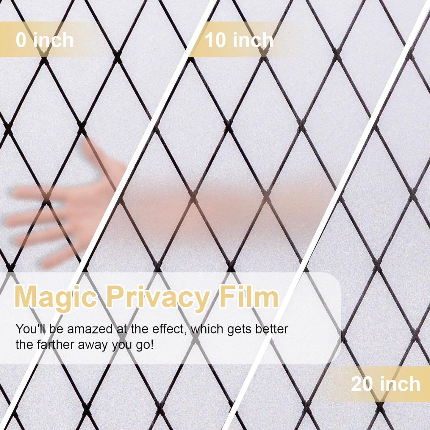 Window Privacy Film Decorative for Front Door, Bathroom Static Cling Stained Glass Sticker Opaque Heat Control UV Blocking Non-Adhesive for Home,Black Grid 17.5 x 78.7 inches