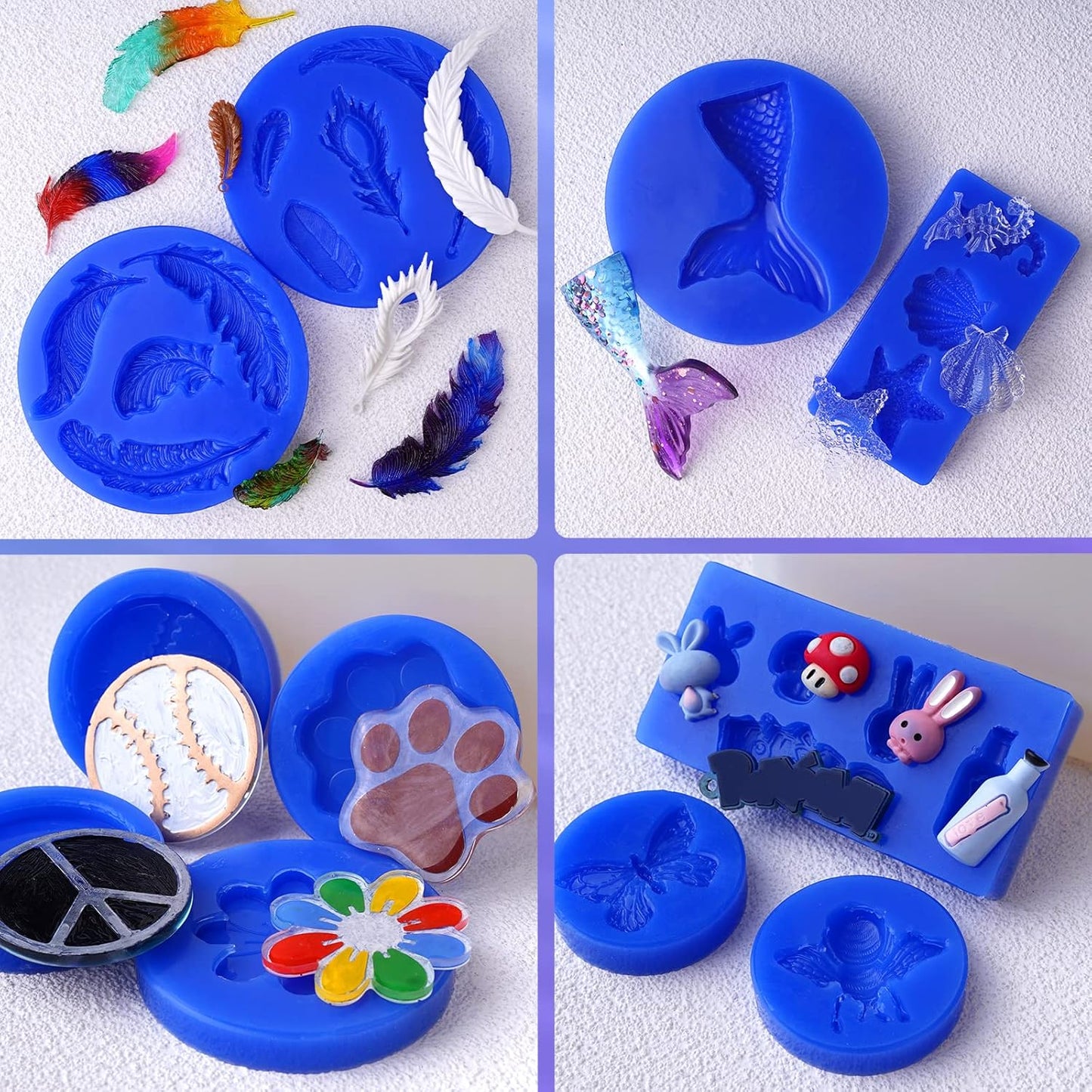 LET'S RESIN Silicone Molds Making Kit 30A, Blue Silicone for Making 2 Part Molds, Liquid Silicone Rubber Mixing Ratio 1:1 - Ideal for Resin Molds, 3D Molds DIY Making (20.8oz)
