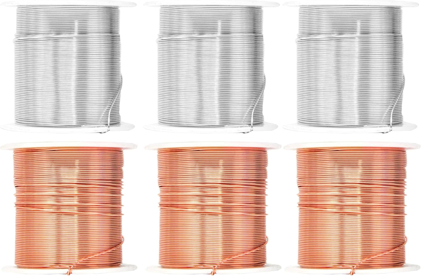 Mandala Crafts 22 Gauge Anodized Aluminum Craft Wire for Jewelry Making - 450 FT Colored Flexible Silver Copper Tone Wire - Bendable for Bonsai Armature Crafting Sculpting