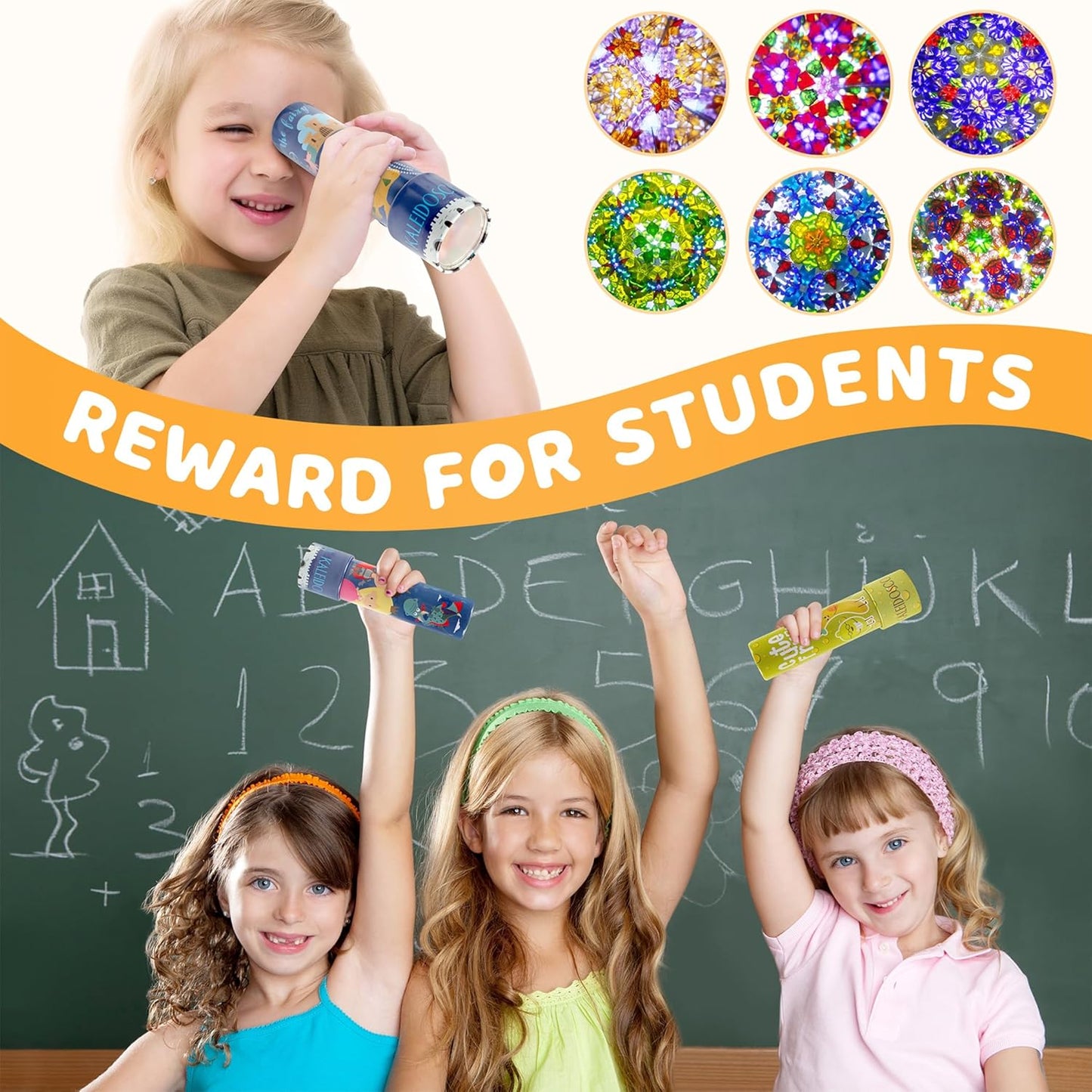 D-FantiX Classic Tin Kaleidoscopes for Kids, 2 Pack Retro Toys - Educational Toys with Metal Body, Boy Girl Birthday Party Favors Decorations, Christmas Stocking Stuffer Gift