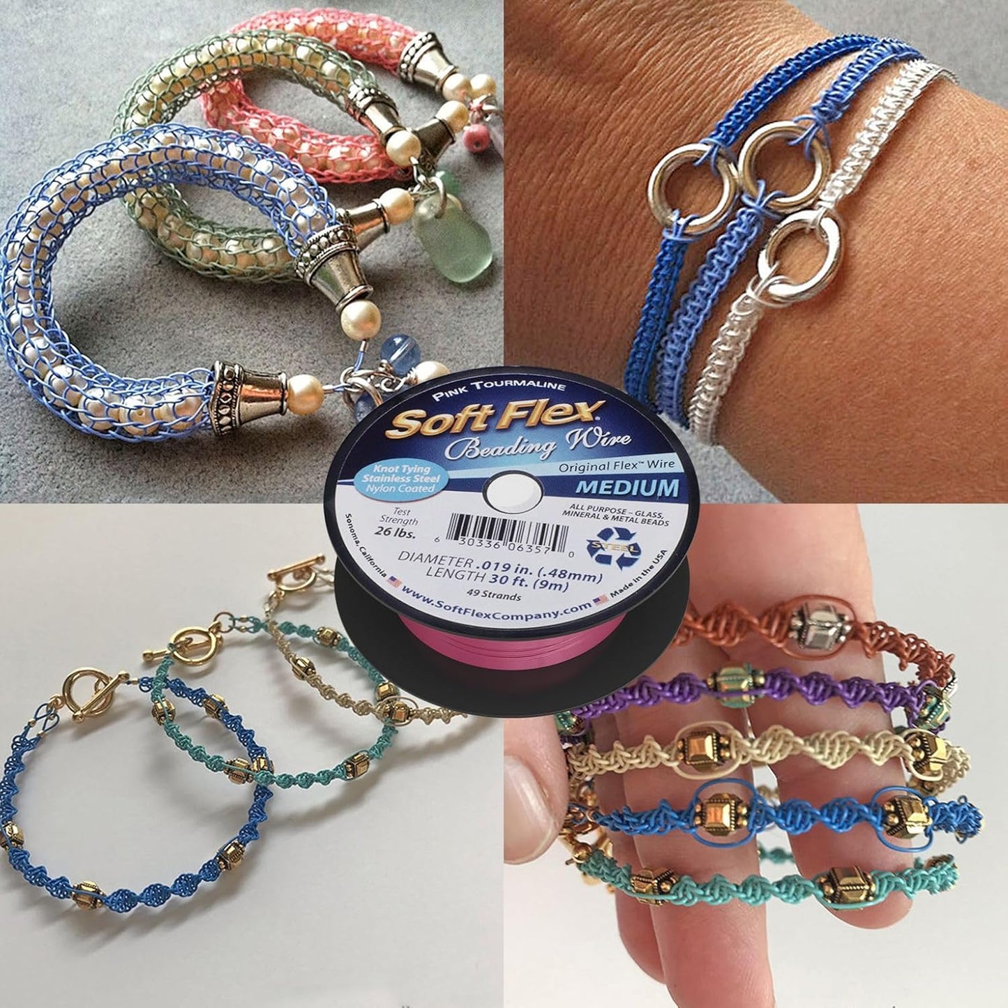 Soft Flex 49 Strand Beading Wire - Medium 0.19 Diameter - 100 Feet Nylon Design Wire