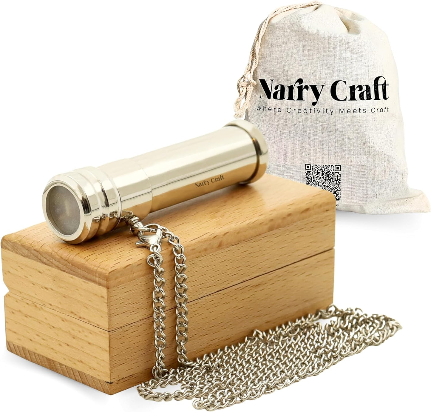 Brass Kaleidoscope with Wooden Box | Handcrafted Vintage Kaleidoscope with Optical Glass Lens & Wooden Storage Box – Collectible Gift for Kids & Adults Last Minute (Vintage/Brass, Small)