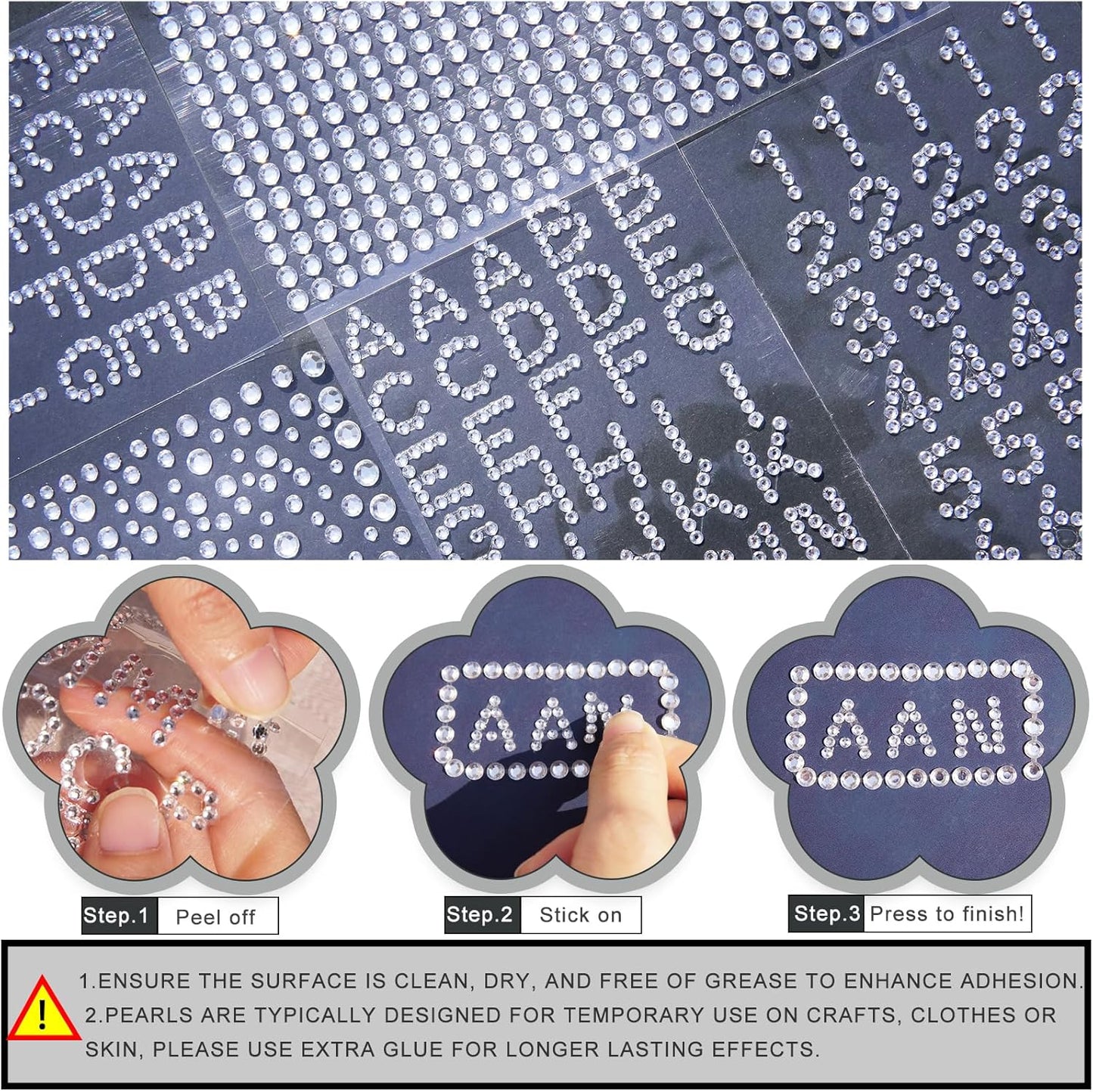 565 Pcs Crafting Number Letter Gems Stickers, Self Adhesive Small Rhinestone Alphabet Letter Gems for Crafts, Stick On Gems Stickers for Grad Cap, Scrapbook, Crafting Art Decoration