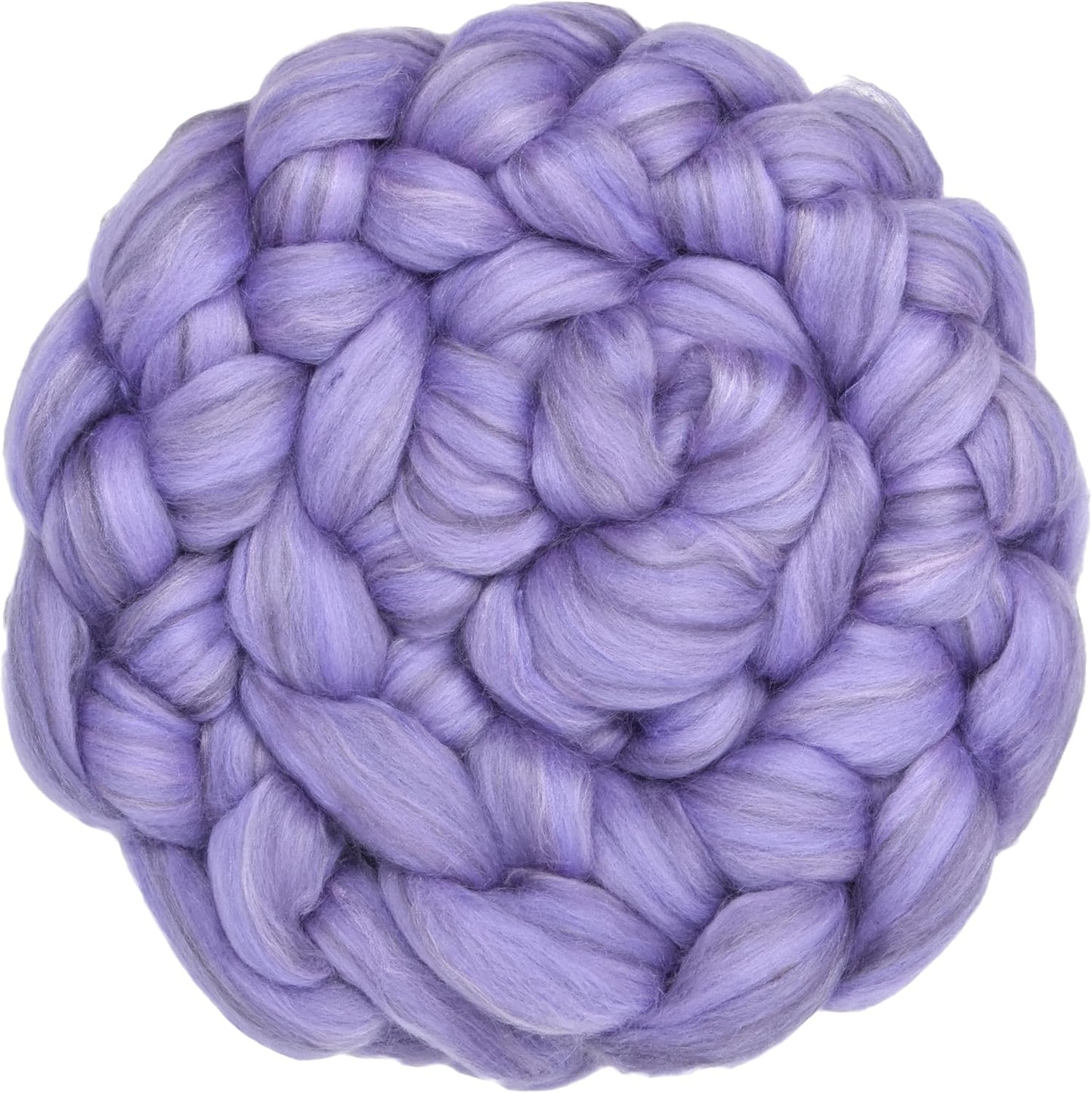 Merino Silk Luxe Tonal Designer Blend. Superfine Merino, Mulberry Silk, Tussah Silk. Top Roving for Spinning or Felting. Lilac Luster 4oz