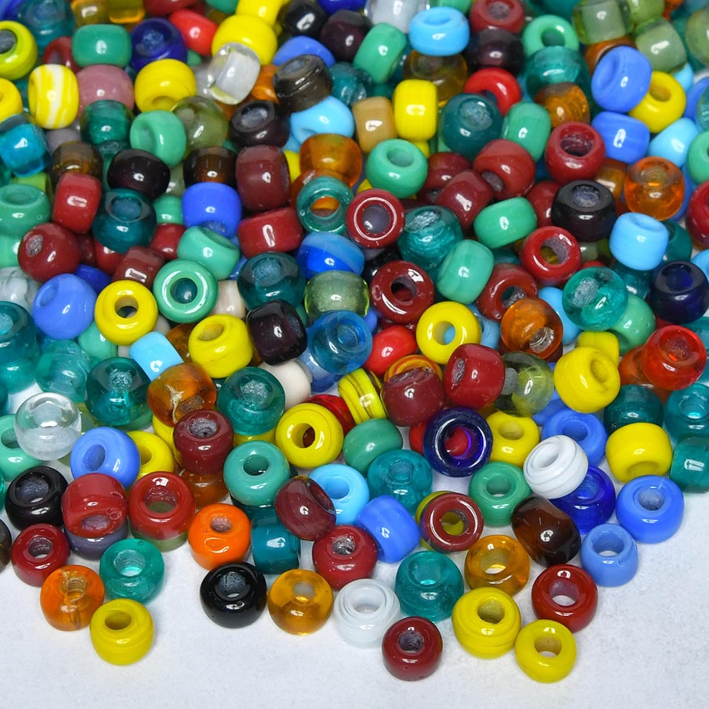 1/2 LB Bag of Assorted Pony/Crow Glass Beads for Jewelry Making, Lampwork Bead Mix for Bracelets and Necklaces, Crafting Beads Supplies Kit, Large & Small Beads (Crow Beads Mix)