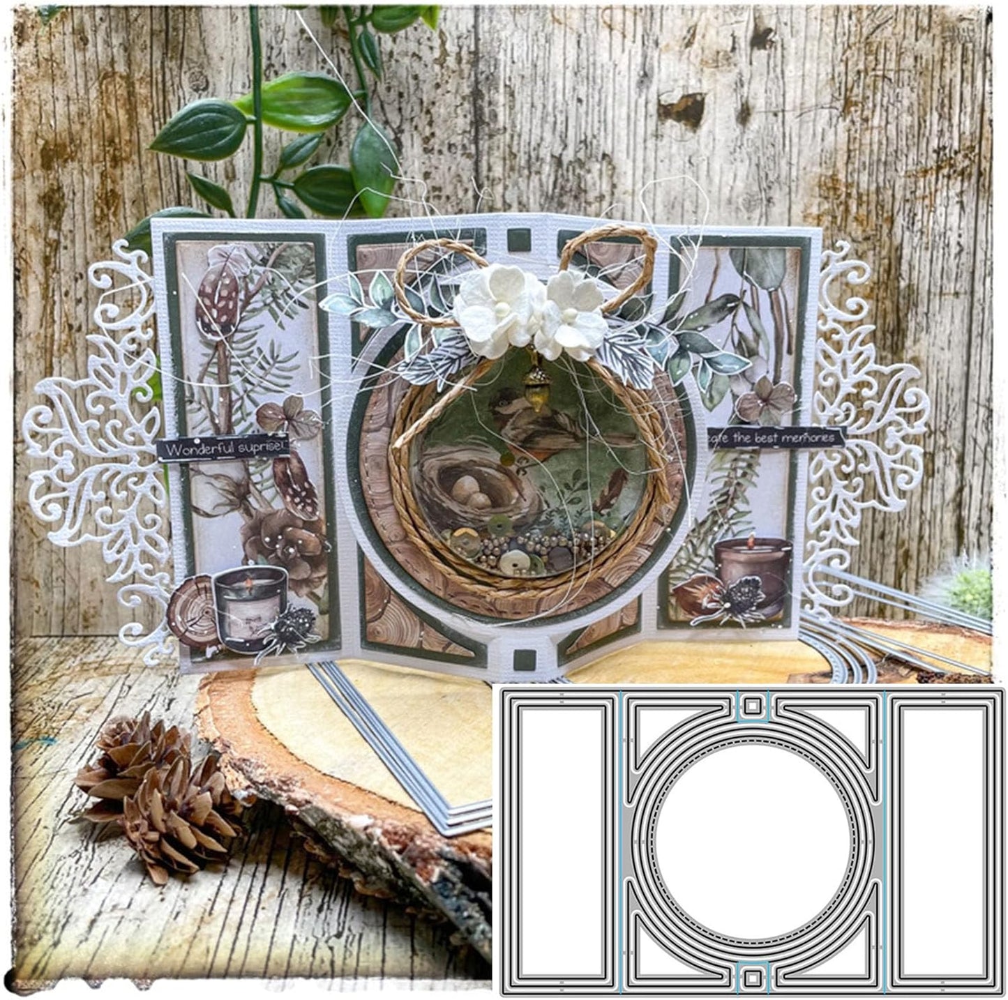 Cutting Dies Metal Stencils Scrapbooking Tools DIY Embossing Template for Paper Card Making Album Arts Crafts Supplies (Round Card-10.4x16.9cm)