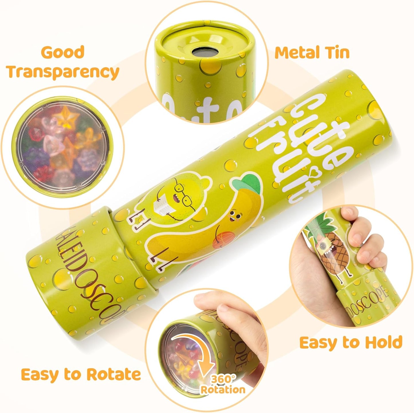 D-FantiX Classic Tin Kaleidoscopes for Kids, 2 Pack Retro Toys - Educational Toys with Metal Body, Boy Girl Birthday Party Favors Decorations, Christmas Stocking Stuffer Gift