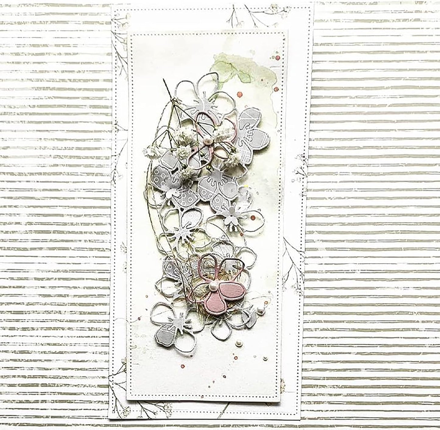 Lapoo Metal Cutting Die for Scrapbooking, 3D Backgrounds Frame New Cutting Dies DIY Album Card Making Decor Paper Craft Metal Die Cuts Party Wedding Decorations (Sea of Flowers 5.6 x 2.7 in)