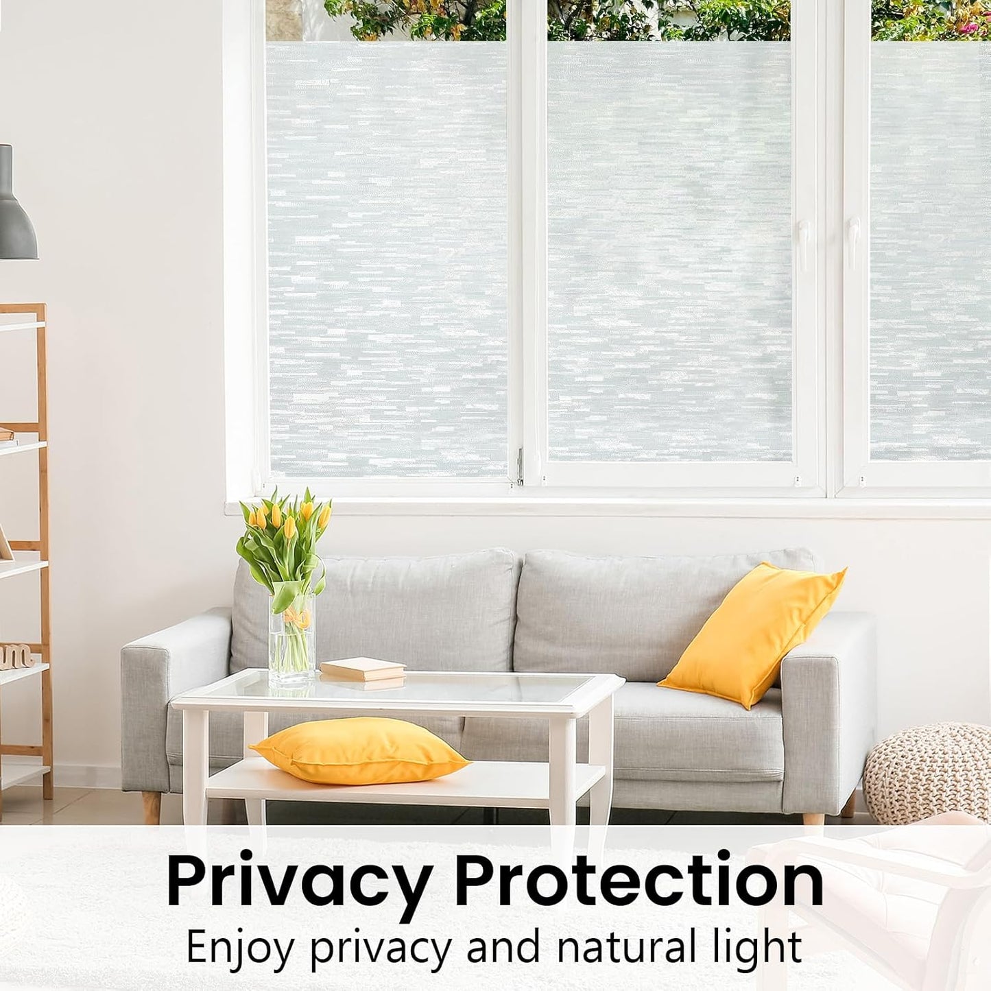 Haton Window Privacy Film, Frosted Glass Static Cling Sun Heat Blocking Window Clings, Frosting Opaque Coverings Stickers Tint for Home Office Door, Non Adhesive, White 35.4" x 78.7"