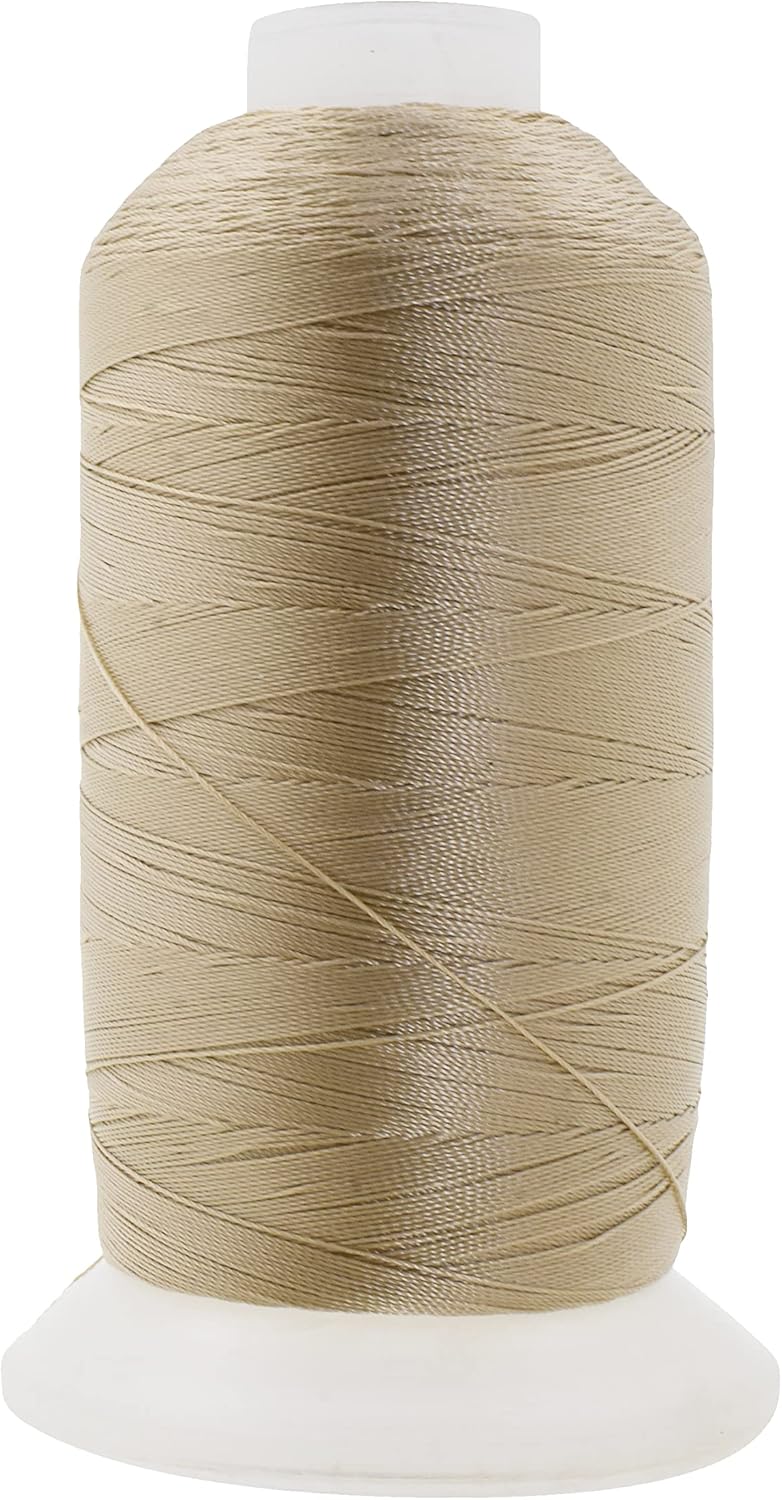 Mandala Crafts Beige Heavy Duty Thread -1500 Yds Tex 90 Thread for Sewing Drapery Jeans Leather Hair - Bonded Polyester Thread Outdoor Marine Upholstery Threads