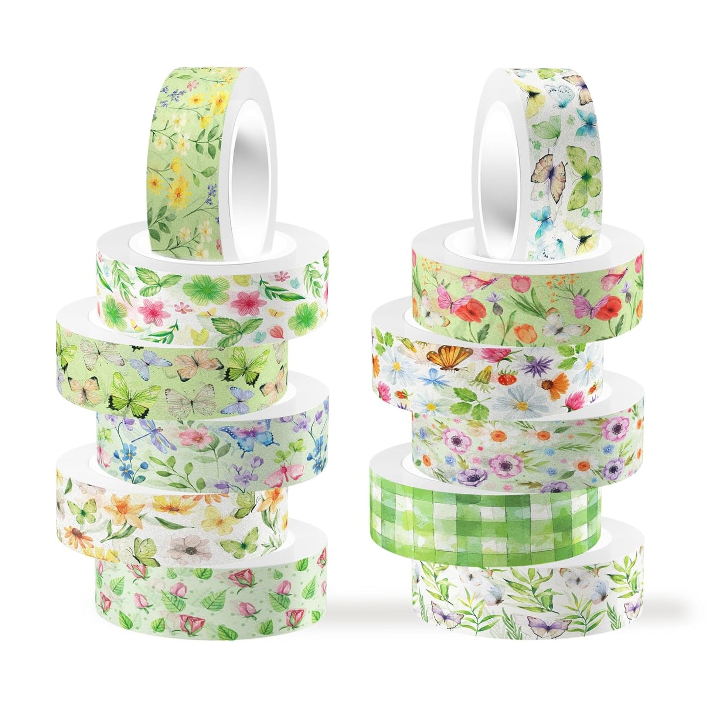 Adirasenotek Floral Washi Tape Set 12 Rolls,Flower Butterfly Washi Tape Decorative Paper Stickers Decorative Tape,DIY Art Crafts Wrapping Decor for Gifts Wrapping