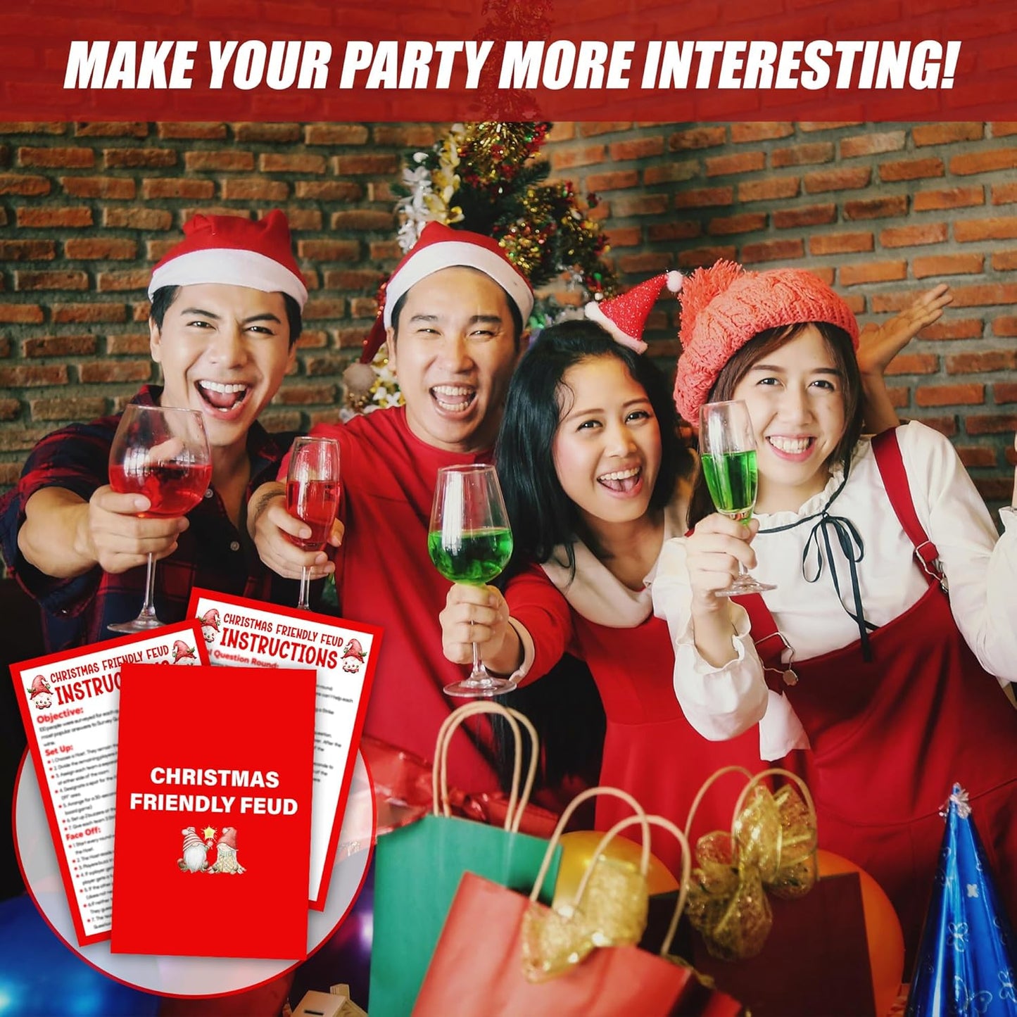 Christmas Friendly Feud Game, Funny Christmas Party Games, Friendly Feud Trivia Quiz for Family, Winter Xmas Holiday Party Supplies for Adults -08