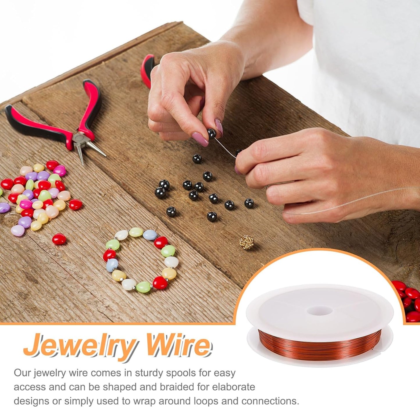 HARFINGTON 49ft Jewelry Wire, 28 Gauge (0.3mm) Brass Craft Soft Metal Tarnish Resistant Copper Beading Wire for Jewelry Making Supplies Crafting, Coffee