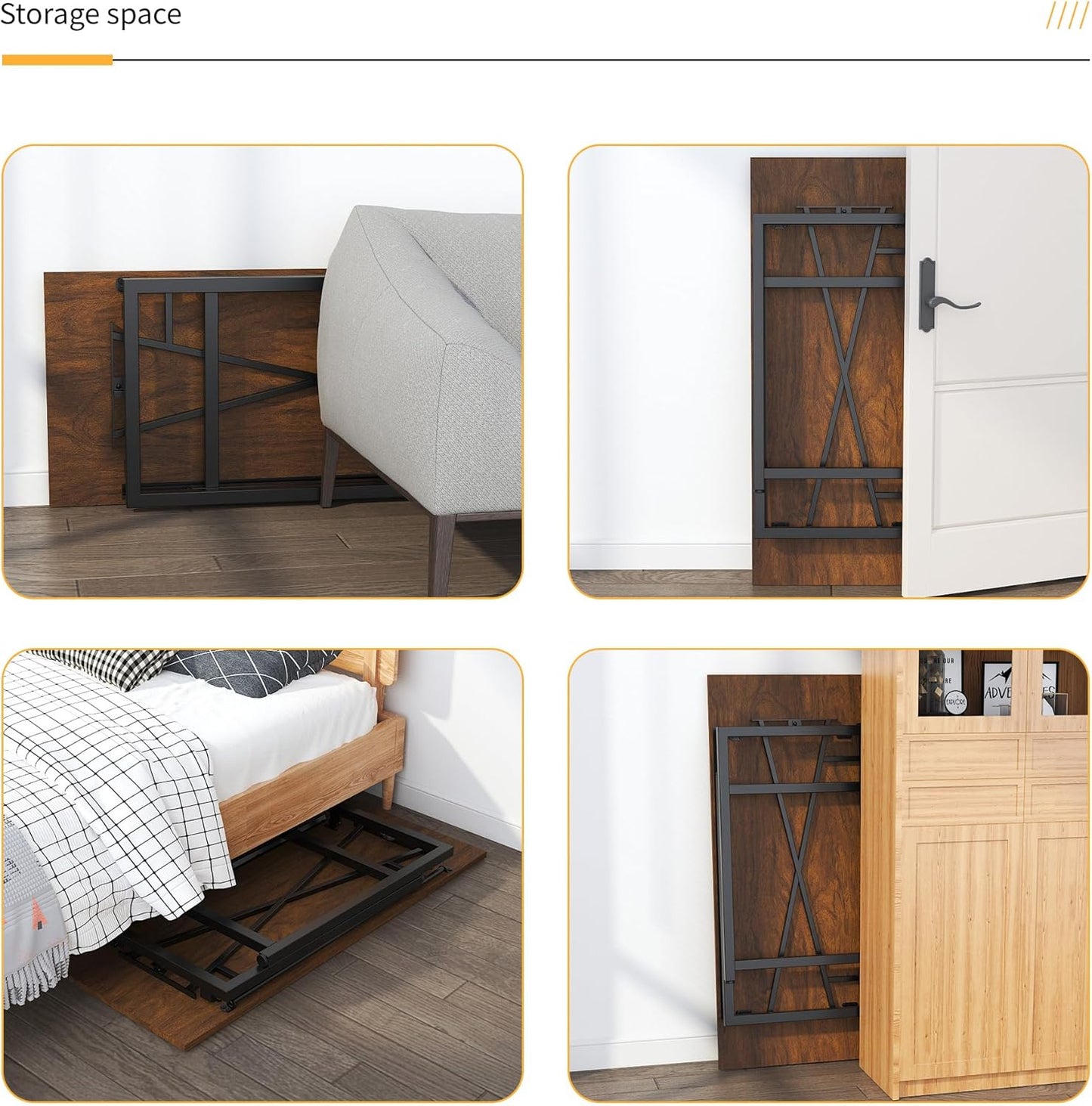 47 inch Folding Desk No Assembly Required, Writing Gaming Computer Camping Table, Home Office Desk, Mahogany