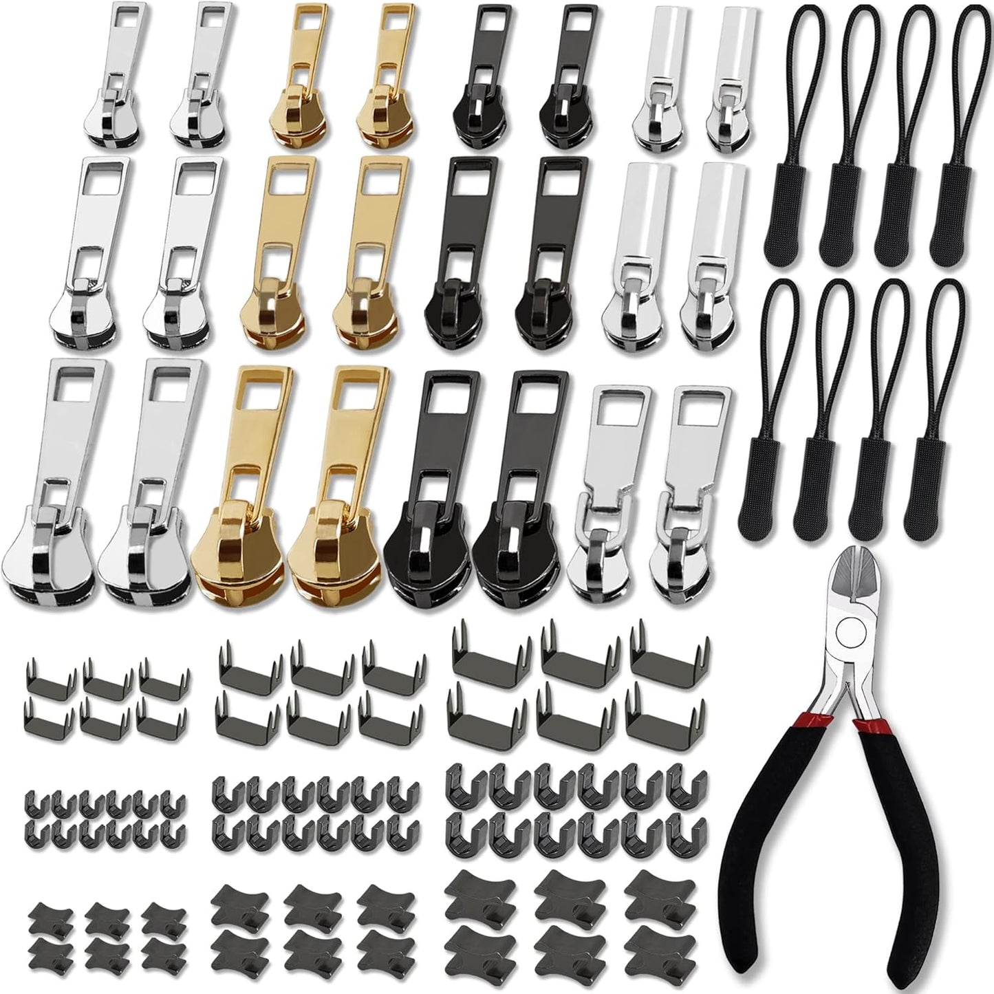 105 Pieces Zipper Repair Kit #3#5#8, Zipper Replacement with Install Plier for Repairing Coats, Jackets, Tents, Backpacks, Sleeping Bag, Luggage