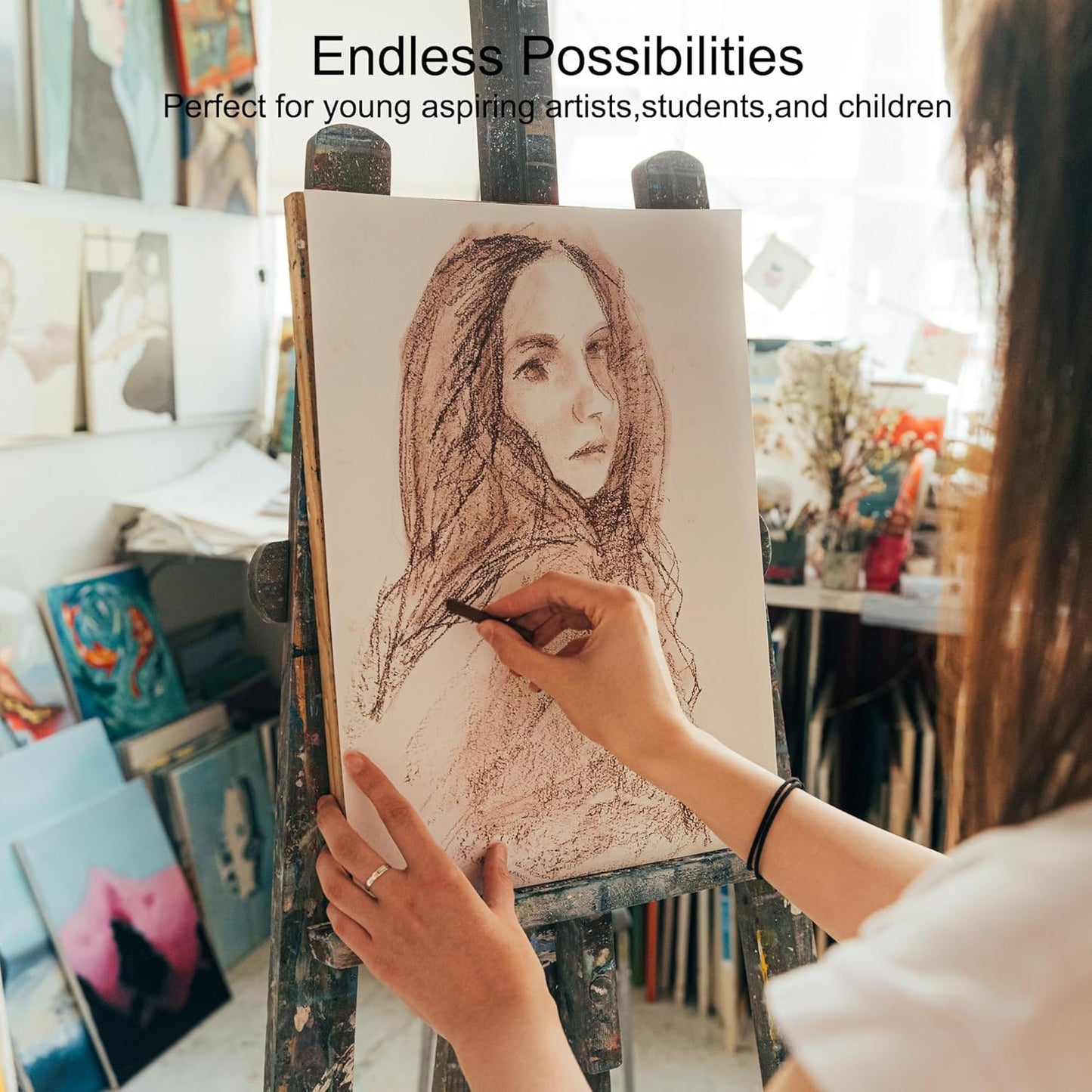 KALOUR 15 Pro Compressed Charcoal Drawing Set with Blending Stumps- Soft,Medium,Hard and White Charcoal - Charcoal Sticks for Drawing Sketching Shading - Art Supplies for Artists Beginners Adults