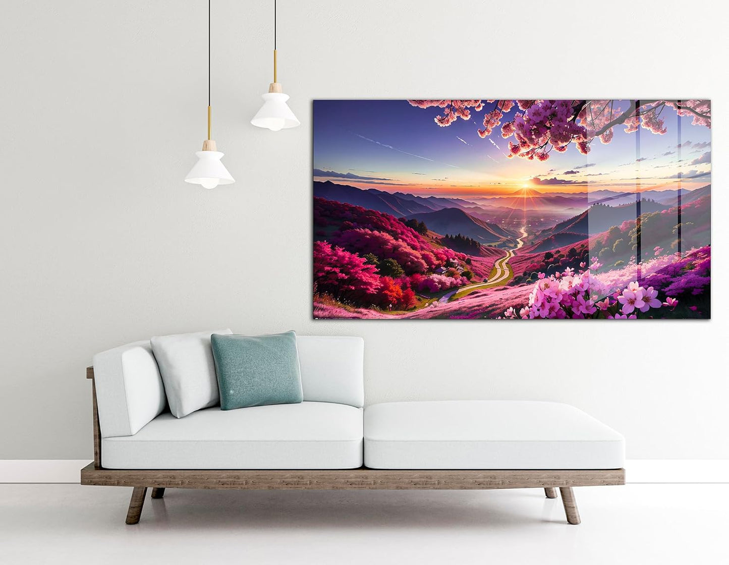 SpiritualHands Scenery Tempered Glass Wall Art Painting for Living Room, Tempered Glass Modern Prints Decor, Large Vivid Color Panel for Bedroom, Kitchen, or Office