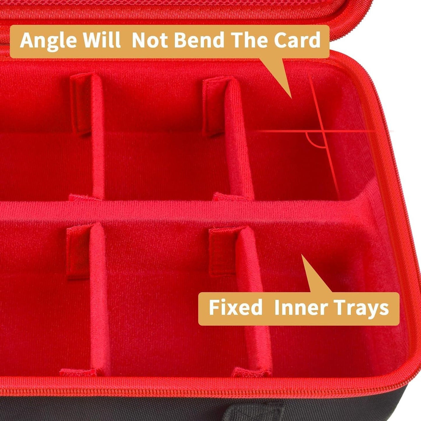 ALLPRIMO Trading Card Case Storage Box for 2700+ Cards. Deck Boxes Travel Organizer Holder Compatible with TCG/for Topps Baseball Sports/for C.A.H/for UNO/for MTG/for Yu-Gi-Oh Games -Red Zipper