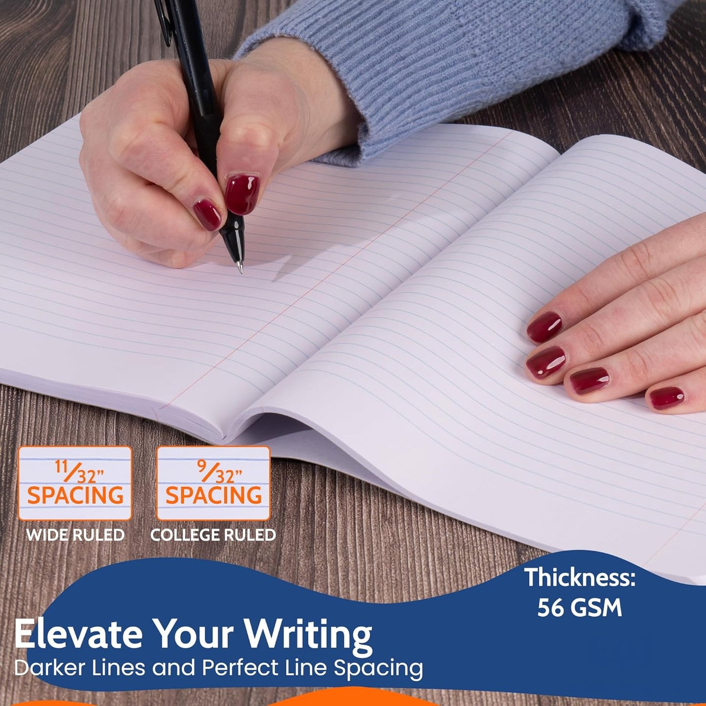 EPI Marble Hardcover College Ruled Composition Notebook | 200 Pages (100 Sheets), 9.75 x 7.5 in, Sturdy Sewn Binding | School, Office, Journaling, Notes - 24 Pack