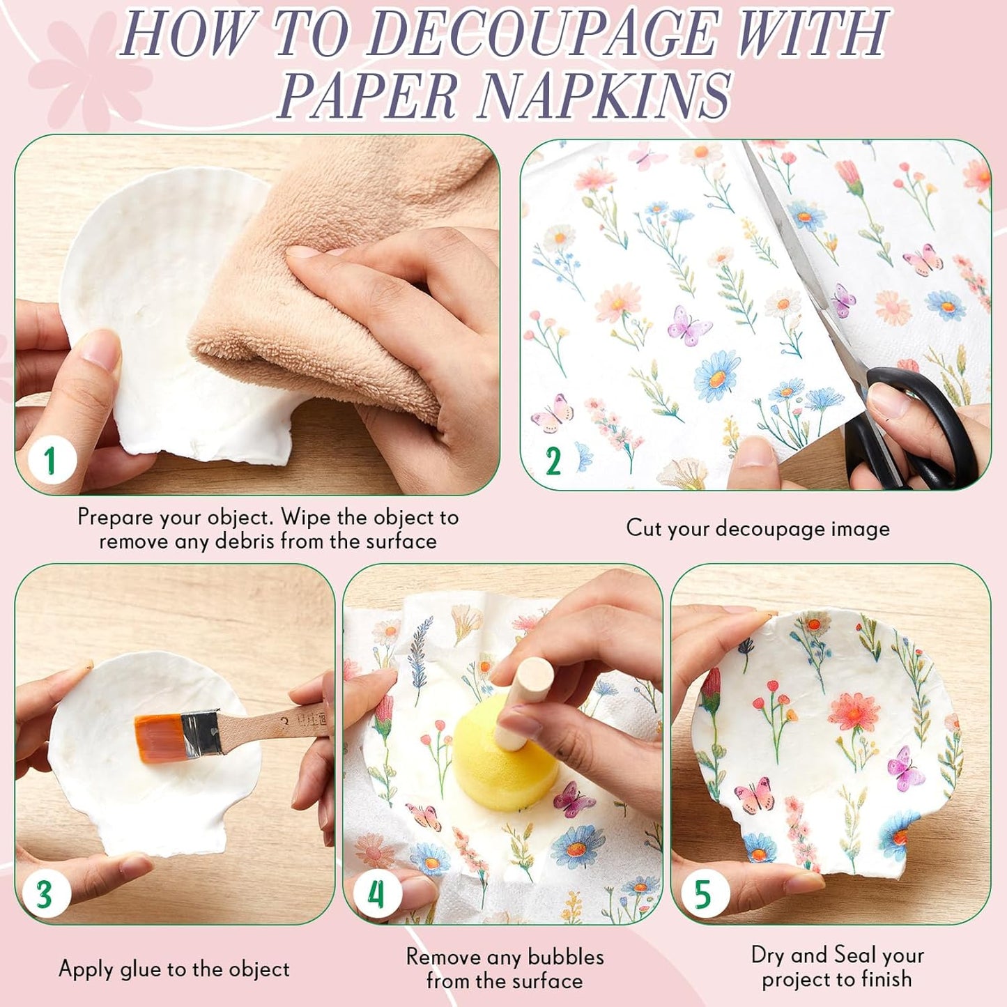 Crtiin 36 Pack 9 Styles Decoupage Napkins Assorted Floral Decorative Decoupage Napkins Chinoiserie Cocktail Paper for DIY Crafting Birthday Party, Each Unfolded 13 Inch (Little Colorful Floral)