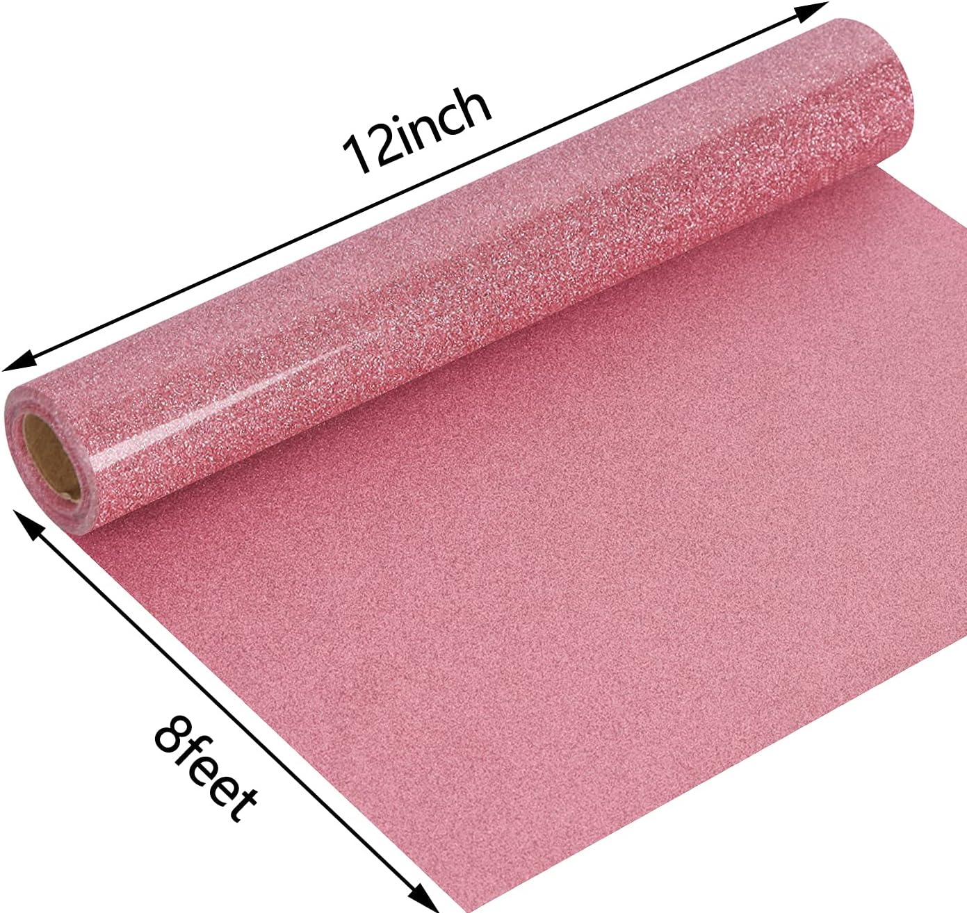 guangyintong Glitter Pink Heat Transfer Vinyl HTV Rolls, 12" x 8ft Iron on Vinyl for T-Shirts Glitter Pink HTV Vinyl for All Cutter Machines Easy to Cut & Weed for Heat Vinyl Design