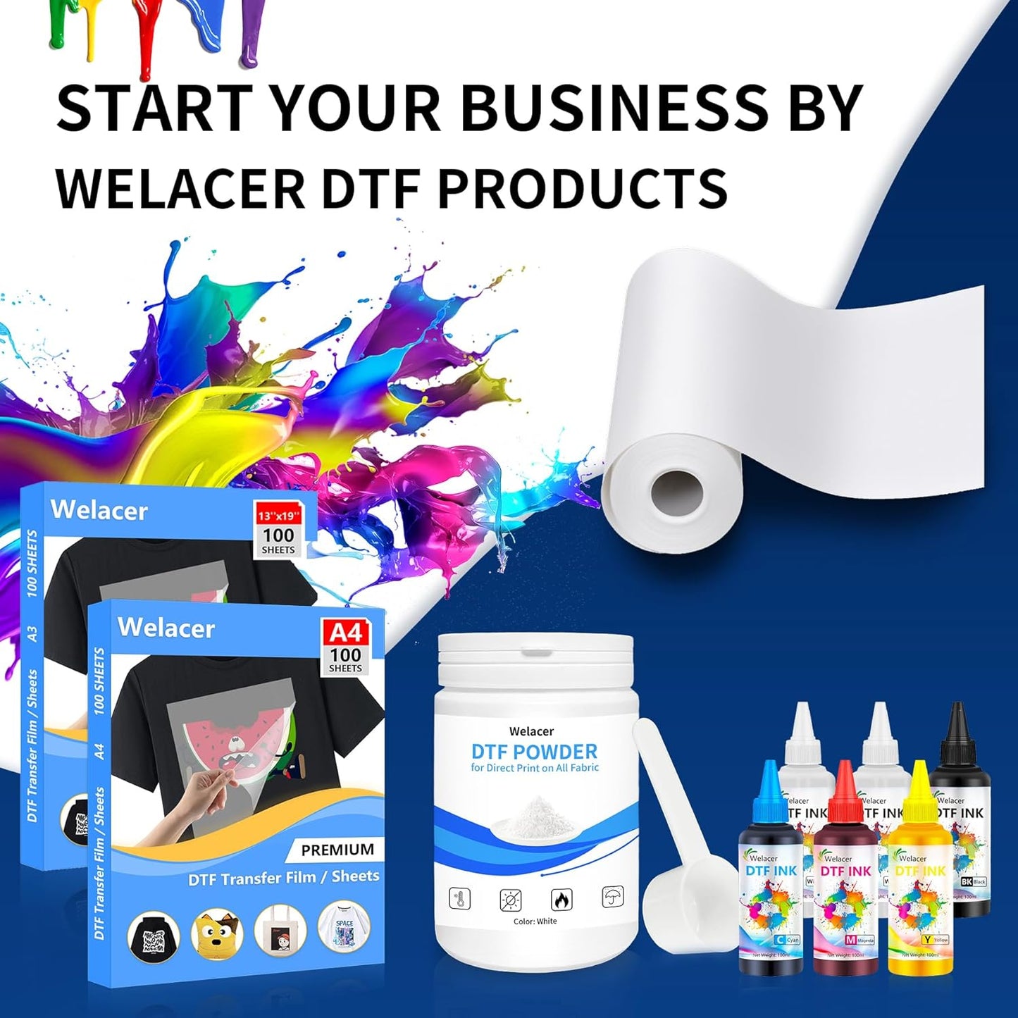 DTF Ink Yellow 500ml - Premium Heat Transfer Ink Conversion Kit Refill for L1800, I3200, R1390, XP600, R2400, L800, 1430, P400, P800, R2000, XP-15000 Printers, for DTF Film