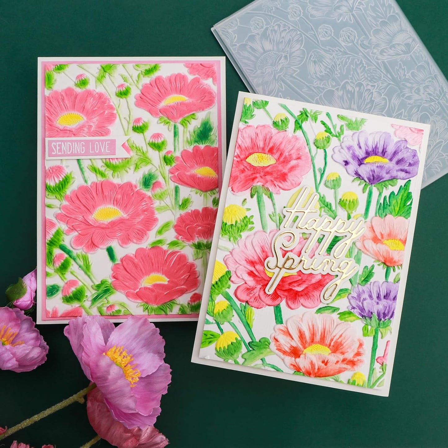 BAOFALI 3D Embossing Folder for Card Making Blossom Bloom Floral Textures Impressions Background Plastic Embossing Folders Template for DIY Scrapbooking and Other Paper Crafts Arts Supplies