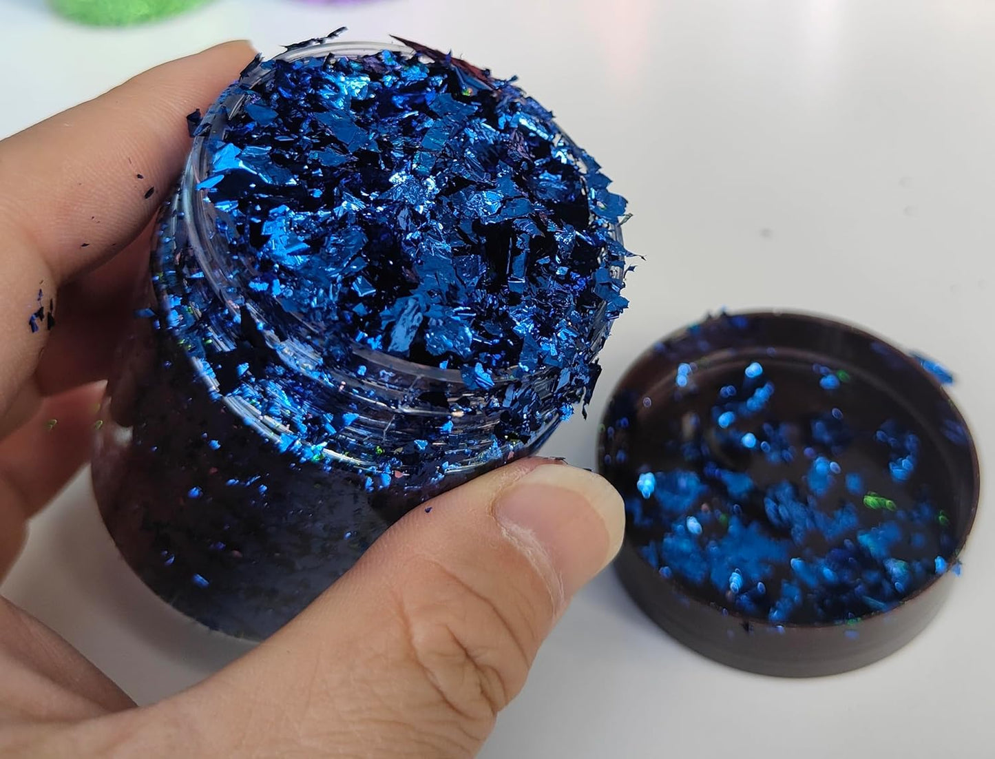 Gilding Flakes,Gold Foil Flakes for Resin,Blue Red Purple Pink Metallic Foil Flakes for Resin Jewelry Making,Nails,Painting Art,Crafts and Slime (Dark Blue)