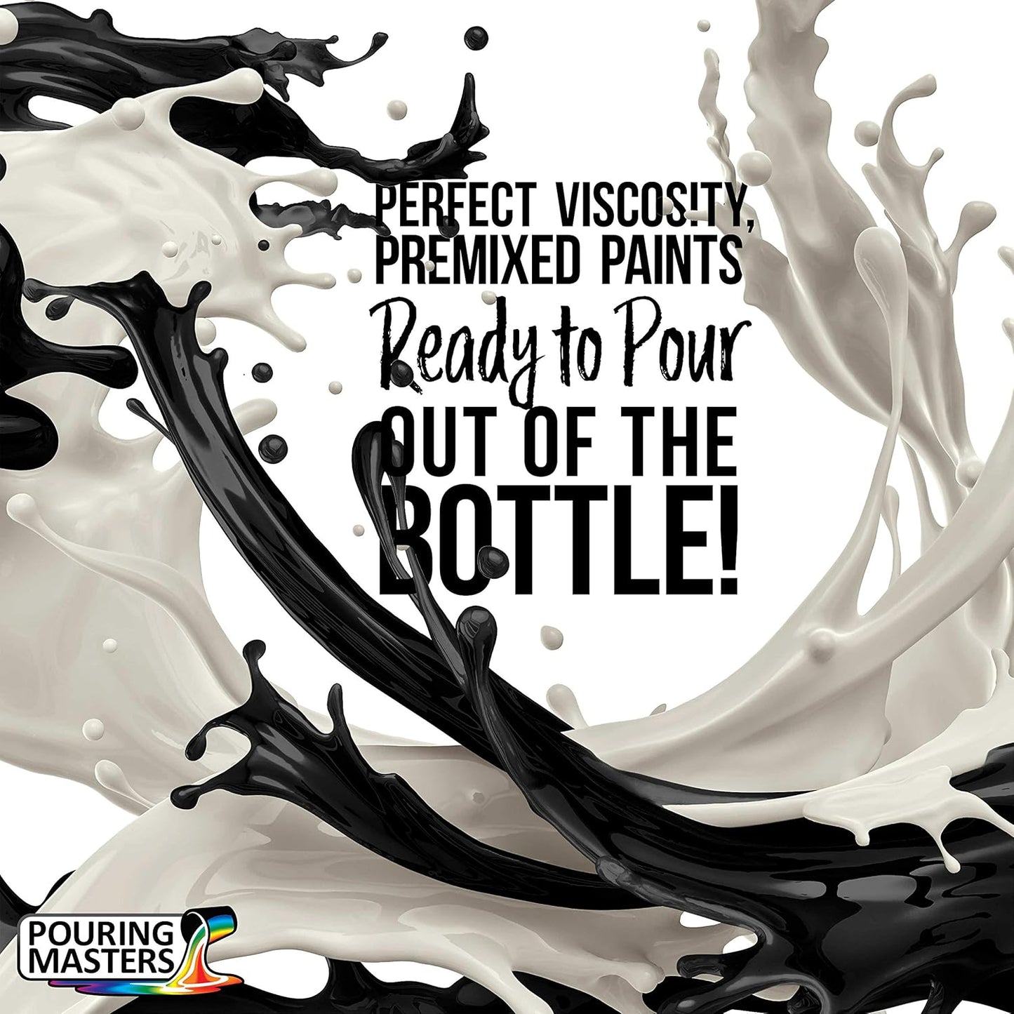 POURING MASTERS Jet Black Acrylic Ready to Pour Pouring Paint - Premium 8-Ounce Pre-Mixed Water-Based - for Canvas, Wood, Paper, Crafts, Tile, Rocks and More