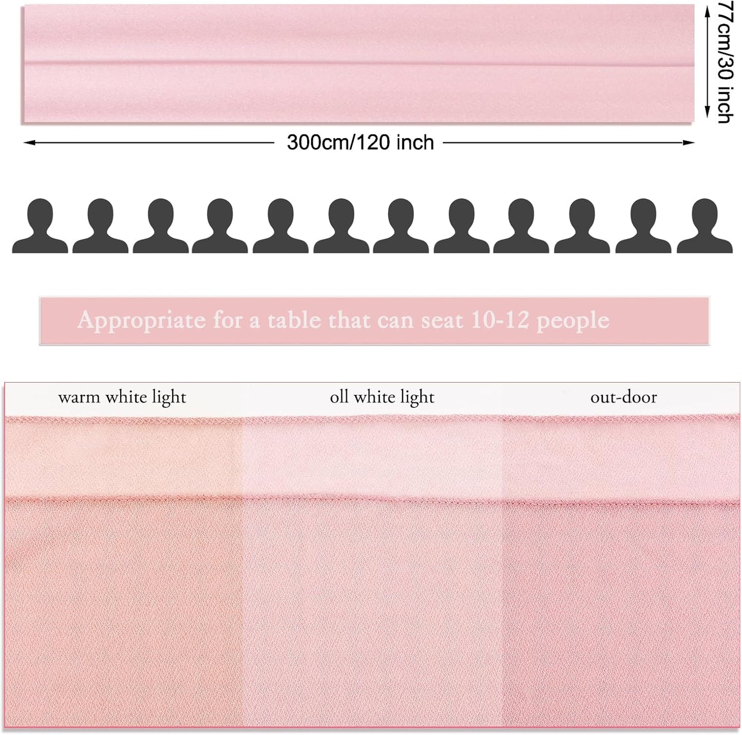 10ft Dusty Rose Chiffon Table Runner 30 x 120 Inches Sheer Romantic Table Runner for Boho Wedding Birthday Party Bridal Baby Shower Decoration