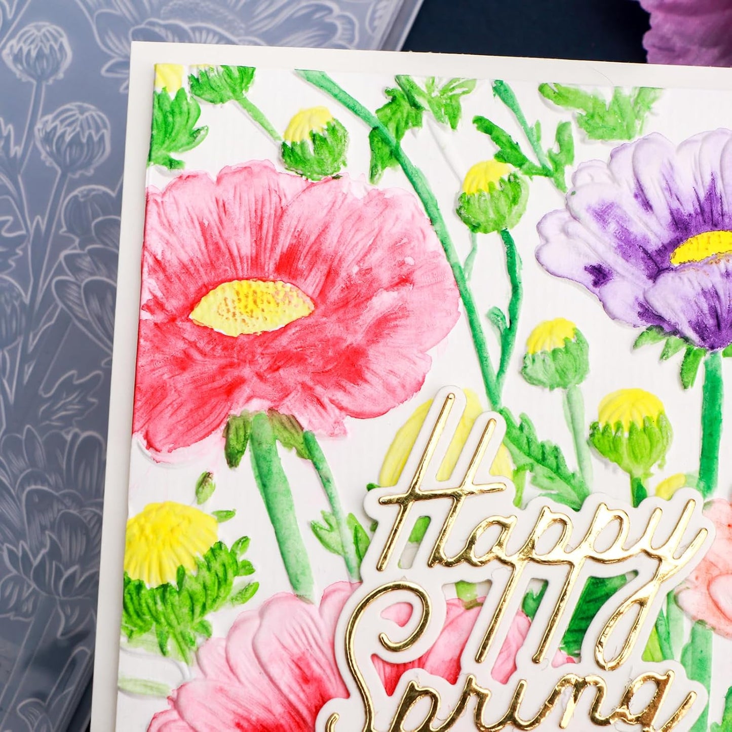 BAOFALI 3D Embossing Folder for Card Making Blossom Bloom Floral Textures Impressions Background Plastic Embossing Folders Template for DIY Scrapbooking and Other Paper Crafts Arts Supplies