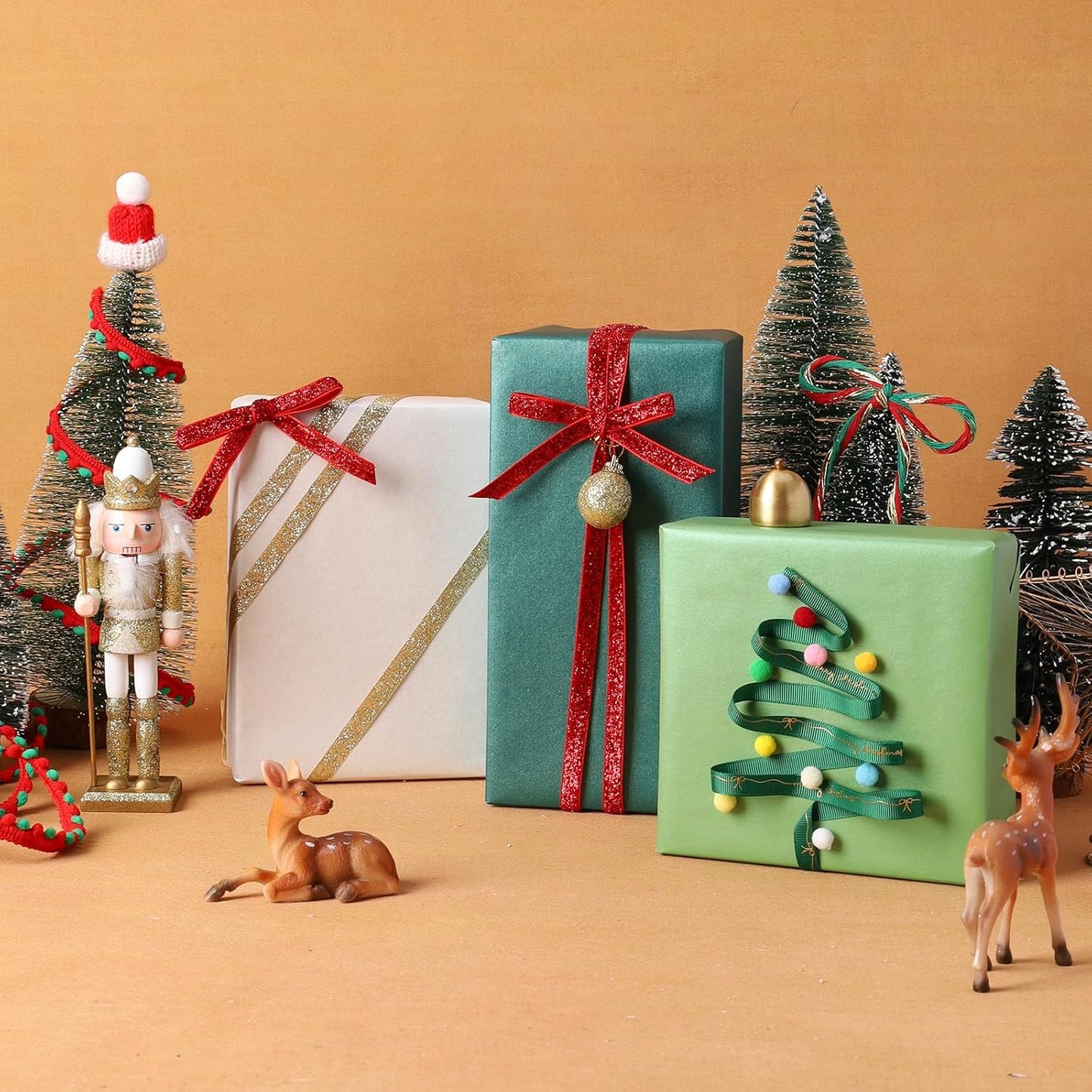 LaRibbons Christmas Ribbons for Crafts 10 Rolls Assorted Ribbon for Gift Wrapping, Hair Bows, DIY Crafts, Home Decor 47 Yards