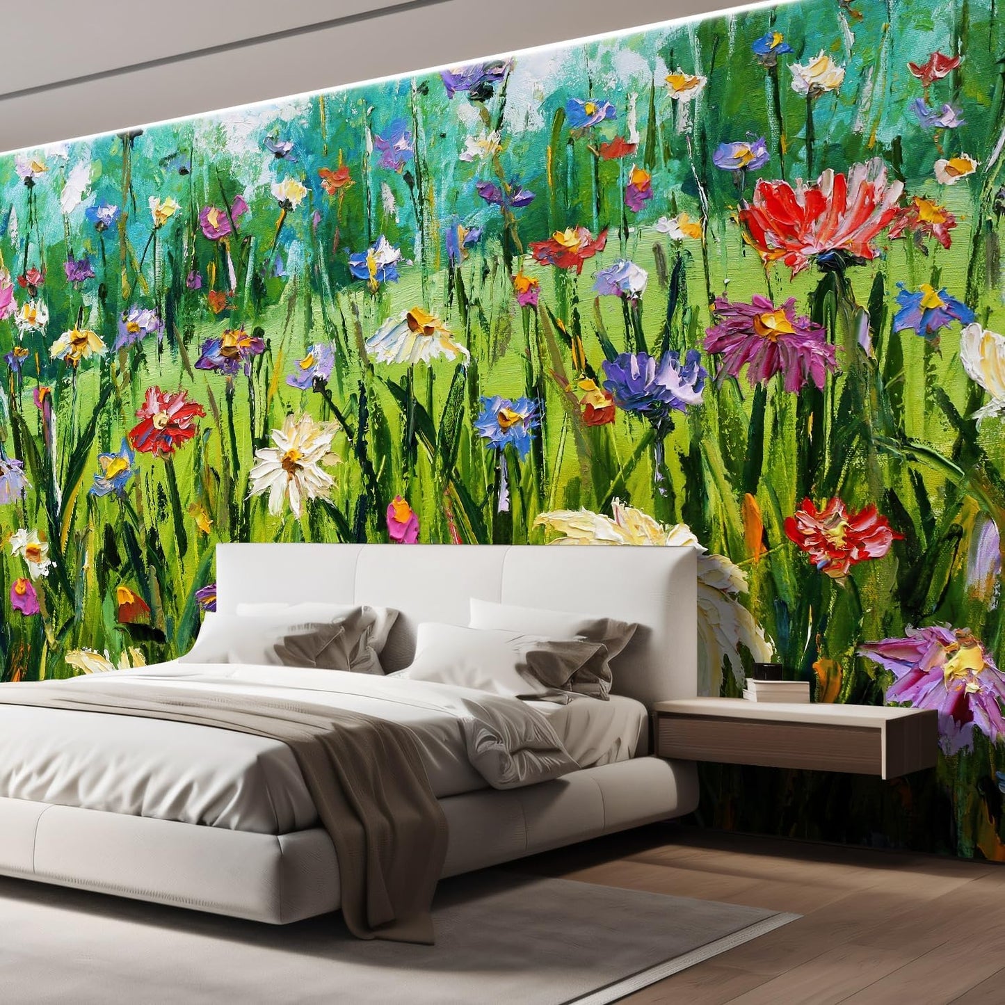 wall26 Wall Sticker/Wall Mural Wildflower Abstract, Not Peel and Stick, Non-Woven Wallpaper Decorative for Bedroom, Living Room, Office - 132x168 inches