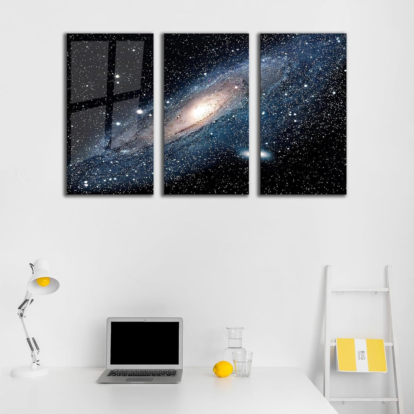 SpiritualHands Andromeda Space Galaxy Glass Wall Art Painting for Living Room, Tempered Glass Modern Prints Decor, Large Vivid Color Panel for Bedroom, Kitchen, or Office