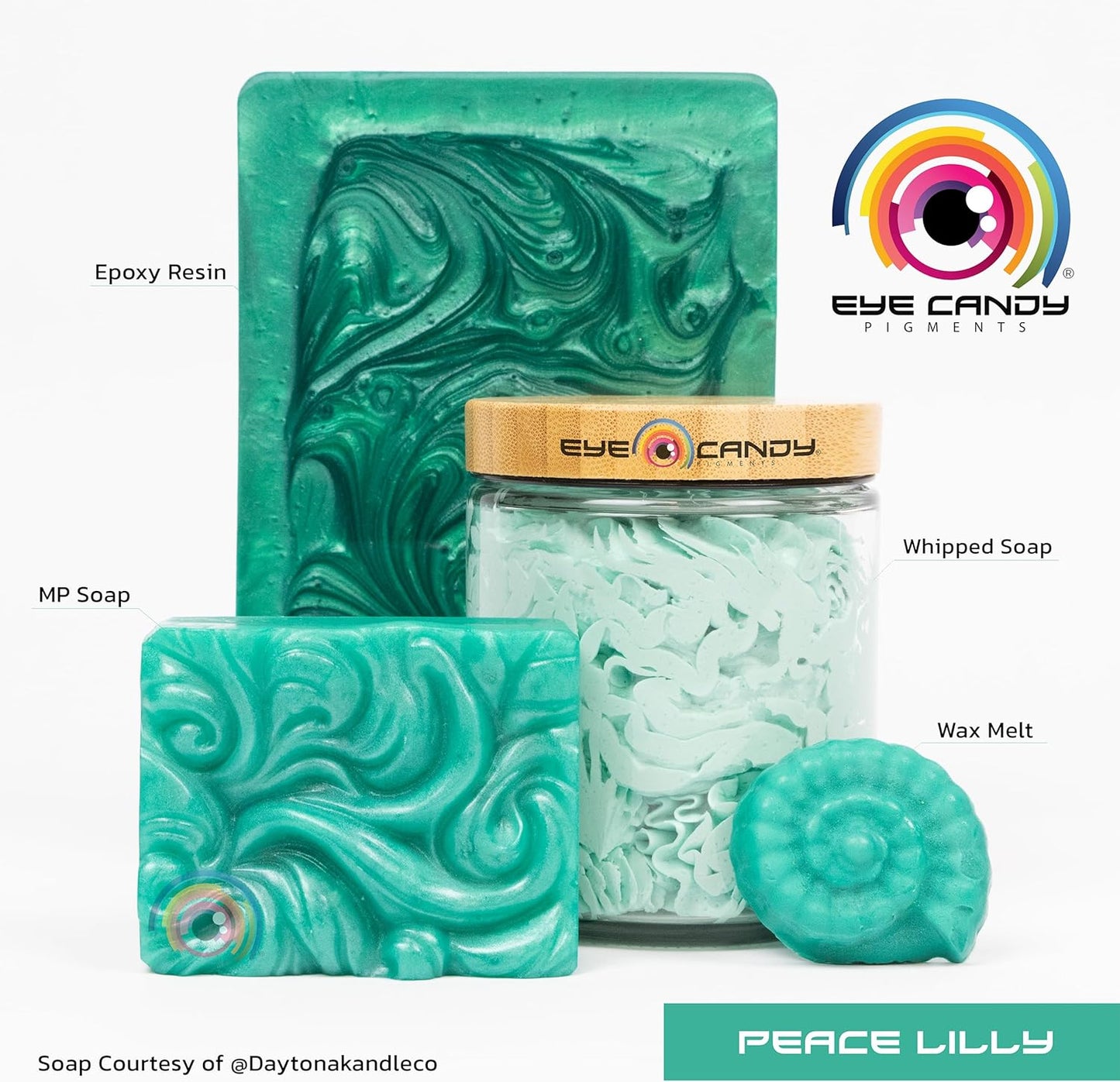 Eye Candy Pigments Premium Green Mica Powder - Peace Lilly (50gr) - for Epoxy, Resin, Soap, Paint, Woodworking, Acrylic Pouring, Bath Bombs, Fishing Lures - DIY Arts and Crafts Additive