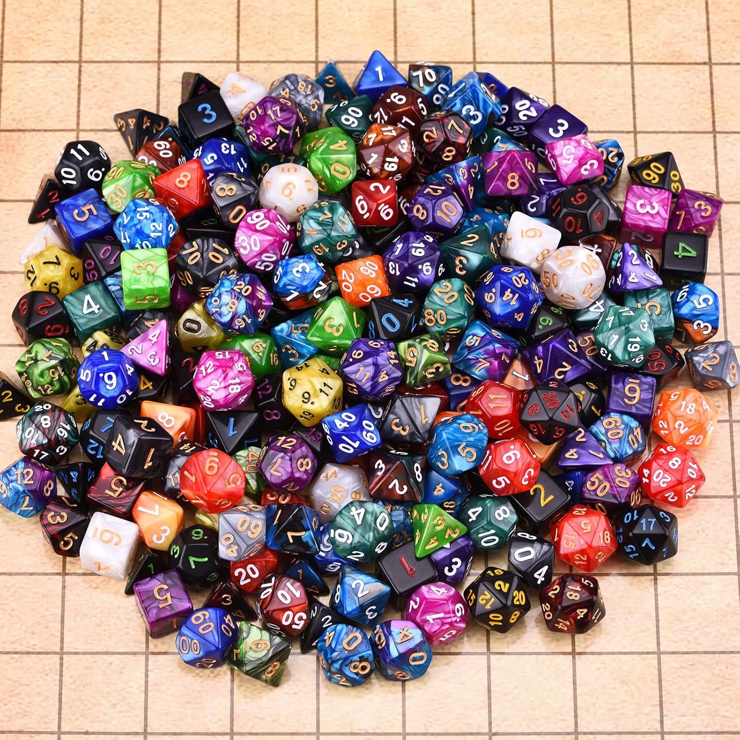 DND RPG Dice Sets 30 x 7 Polyhedral Dice (210pcs) for Dungeons and Dragons Tabletop Role Playing Adventure Games, with a Large Drawstring Bag