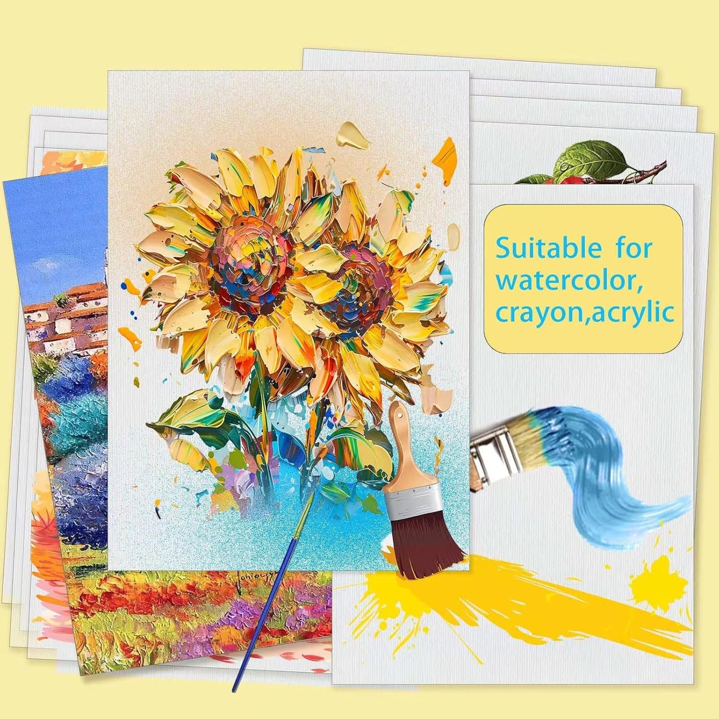 Cotton Watercolor Paper Pad 9x12 Inch Water Color Paper 140lb/300gsm, Acid-Free Cold Press Textured 20 Sheets for Painting, Drawing, Mixed Media Art Supplies for Artists, Students, Beginners (1)