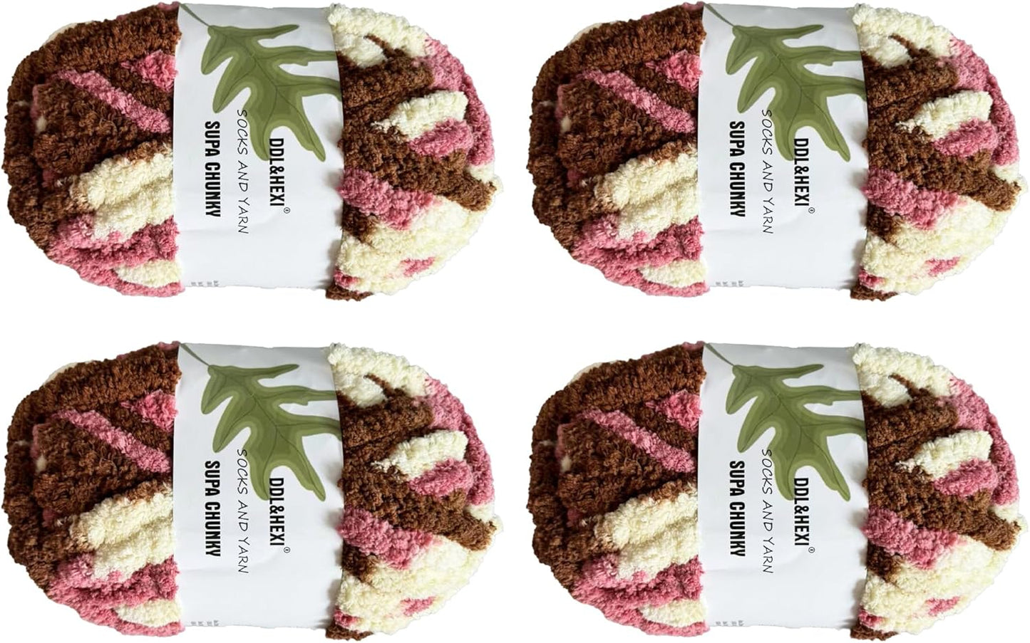 DDL&HEXI 4 Pack Super Chenille Chunky Yarn for Hand Knit, Blanket Making Kit, Jumbo Knitting, 4x8oz (226g) per Bag, Soft Polyester for Crochet, Knitting, and DIY Projects (217)