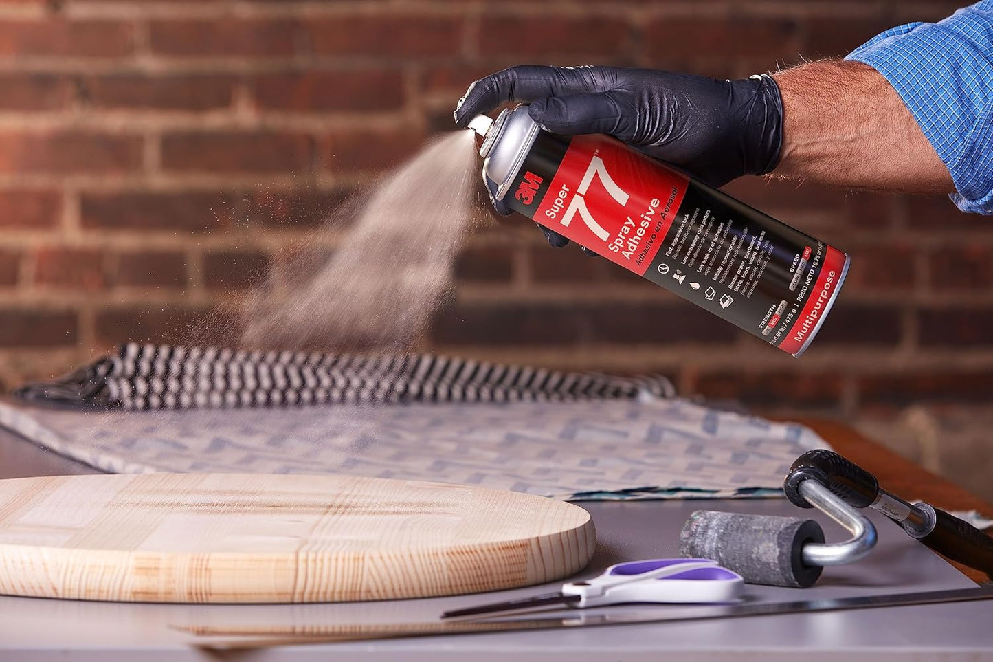 3M Super 77 Multipurpose Permanent Spray Adhesive Glue, Paper, Cardboard, Fabric, Plastic, Metal, Wood, Net Wt 13.44 oz