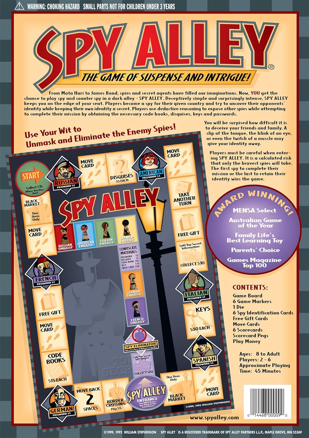Spy Alley - Mensa Award-Winning Family Board Game - Trusted for 30+ Years - High Replayability & Fun for All Ages