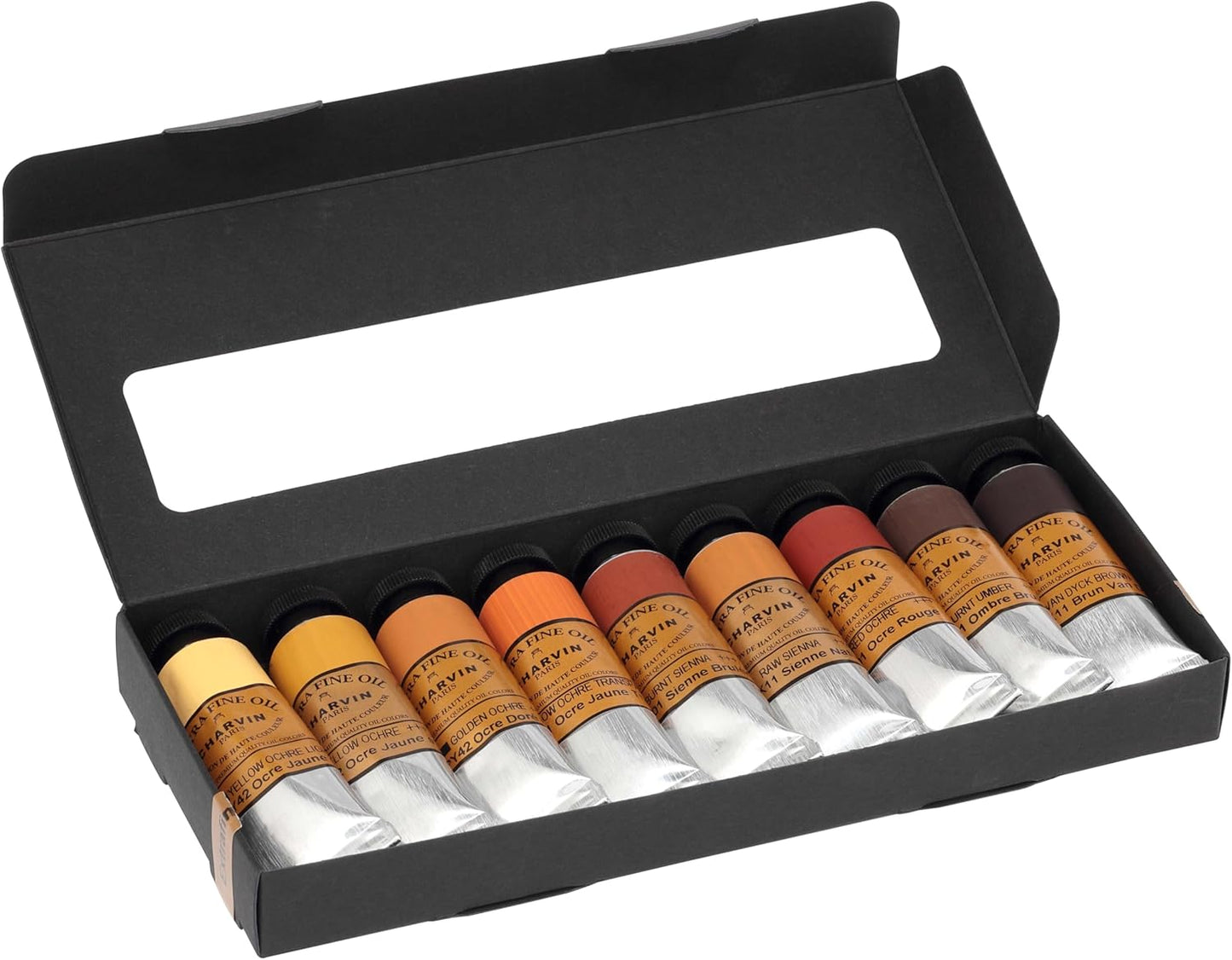 Charvin Extra Fine Professional Artist Oil Paint Set of 9 Earth Tones - 20ml - Triple-Milled for Smoothness, Rich Texture, Poppy Oil-Based, Light-Fast, Handmade Oil Color Paints for Professionals