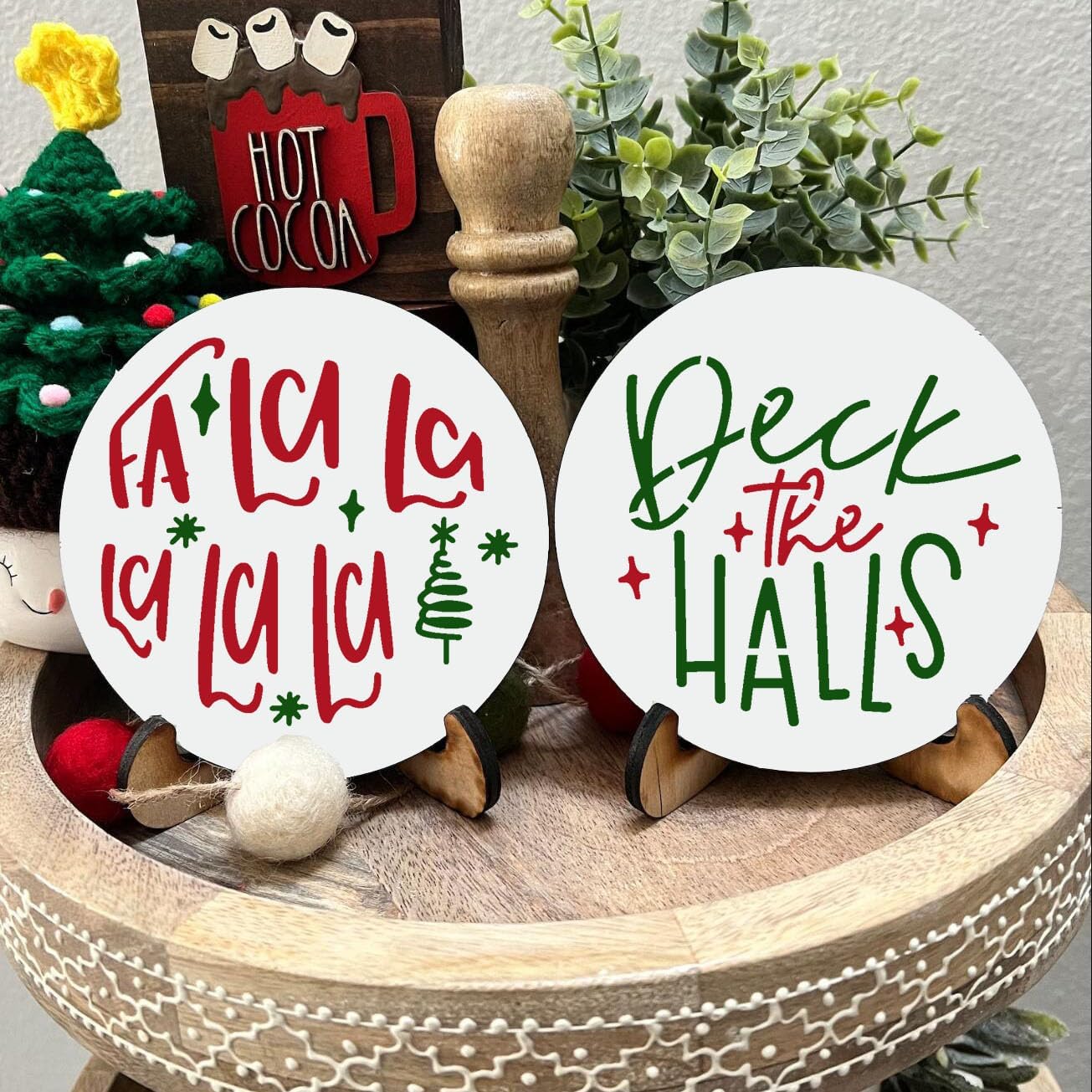 Christmas Stencils for Painting on Wood Slice,3" Small Christmas Stencils for Crafts Reuable Xmas Holiday Stencil for Tiered Tray Wood Sign Decor