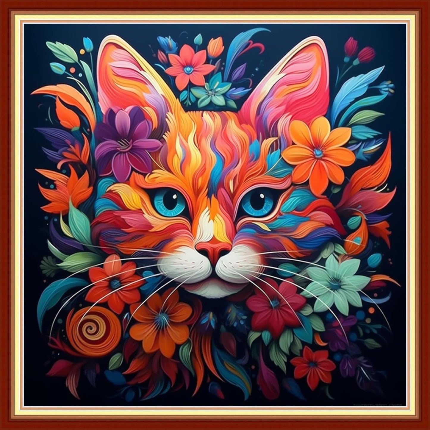 Joyhoor Stamped Cross Stitch Kits for Beginners, Needlepoint Kits for Adults, 11CT Counted Embroidery Kits-Magic Cat 18x18 inchs