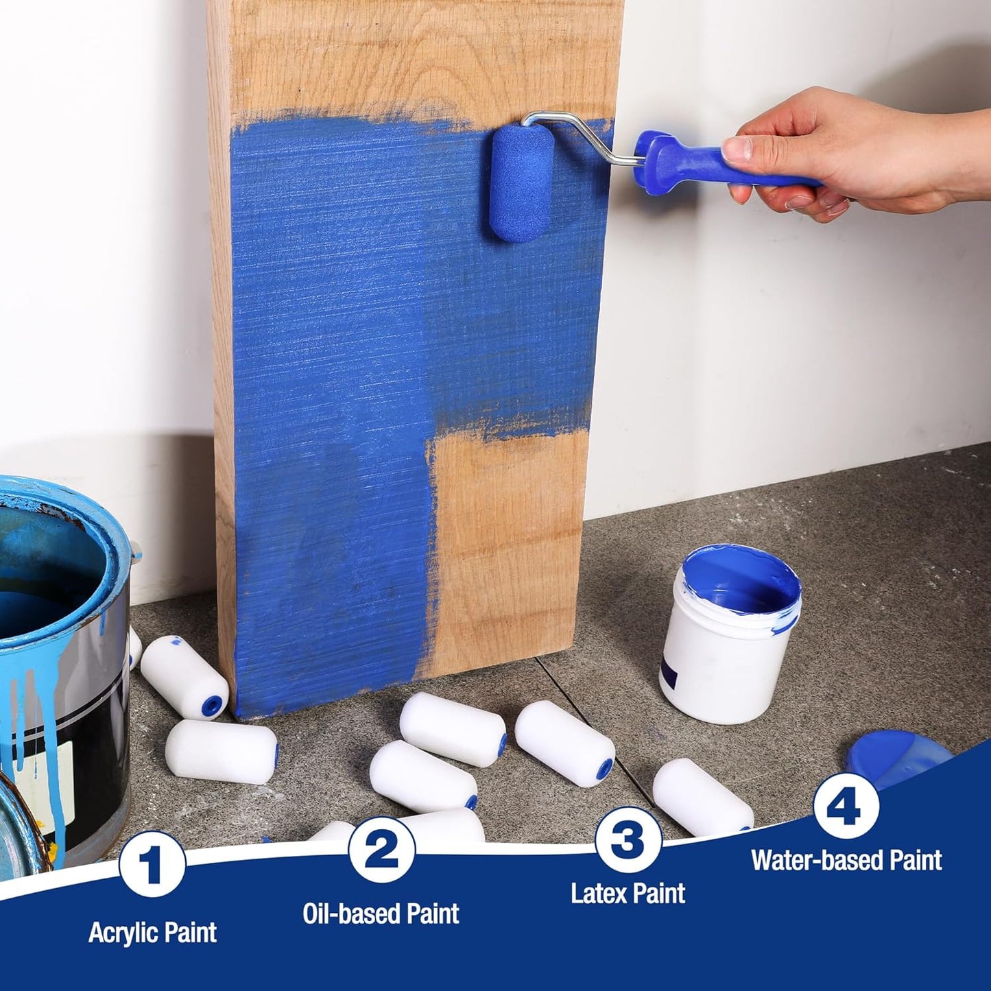 WORKPRO Small Paint Roller 2.5 inch 12-Pack, Mini Foam Paint Roller Covers for Small Touch-Up, Art Crafts, Furniture, Cabinets, High-Density Sponge Paint Roller Replacement for Painting Walls, Doors