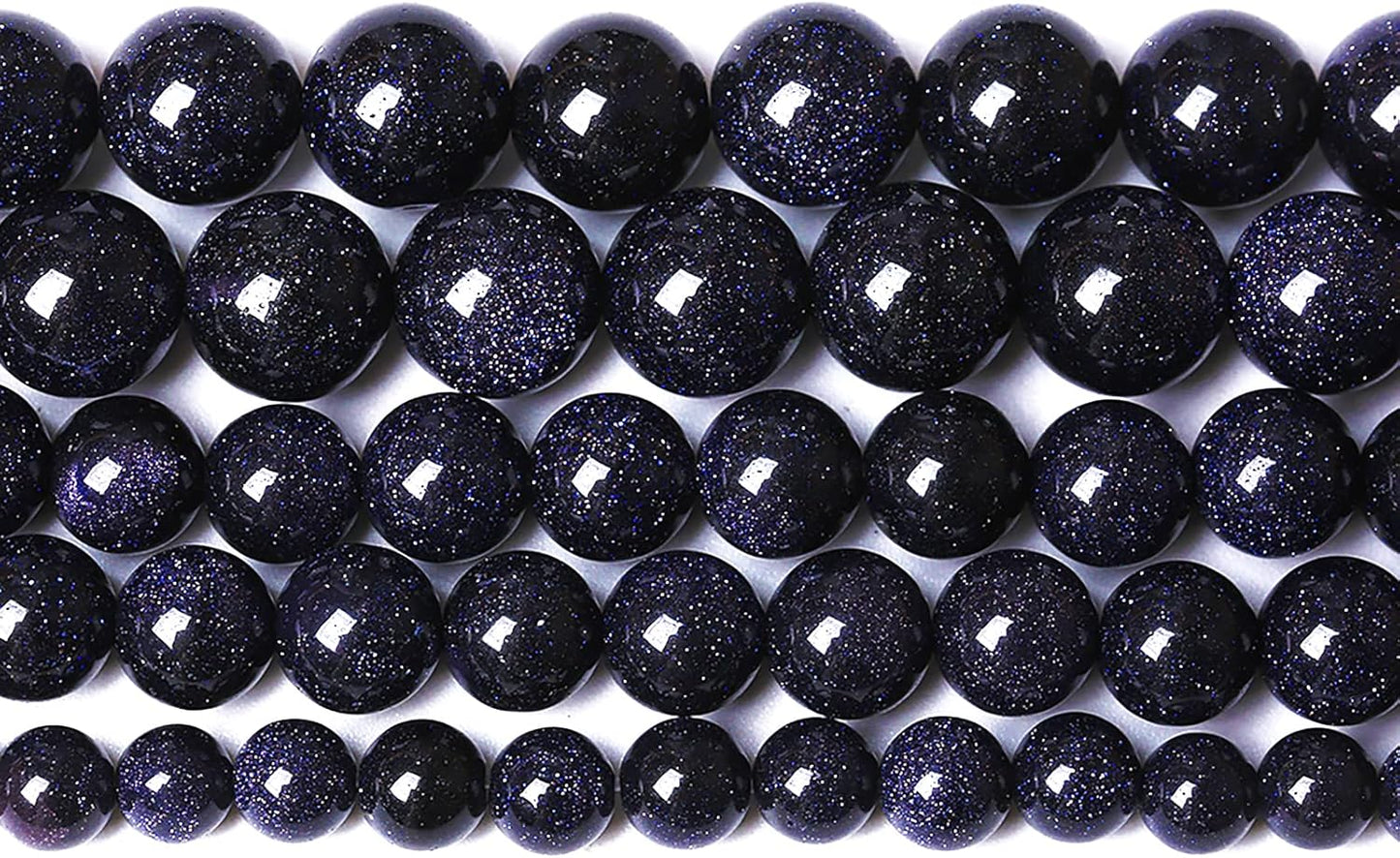 32PCS 12mm Starry Blue Sandstone Gemstone Beads Beads Natural Stone Round Loose Beads for Jewelry Making DIY Bracelet Necklace 15" Inch