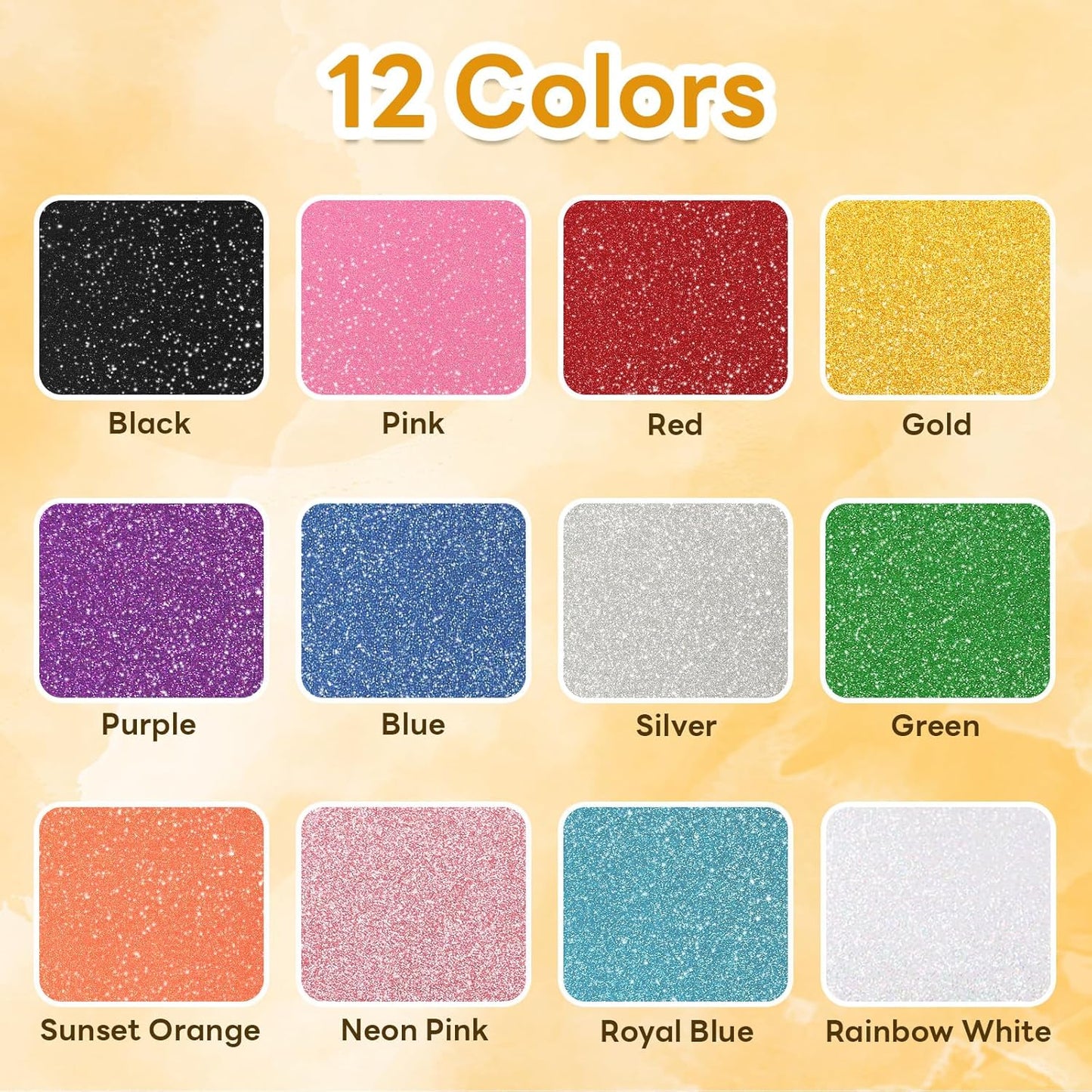 HTVRONT Glitter HTV Heat Transfer Vinyl - 13 Sheets 12" x 10"Glitter Iron On Vinyl for T-Shirts, Sparkle HTV Compatible with Cricut & Silhouette,Easy to Cut & Weed